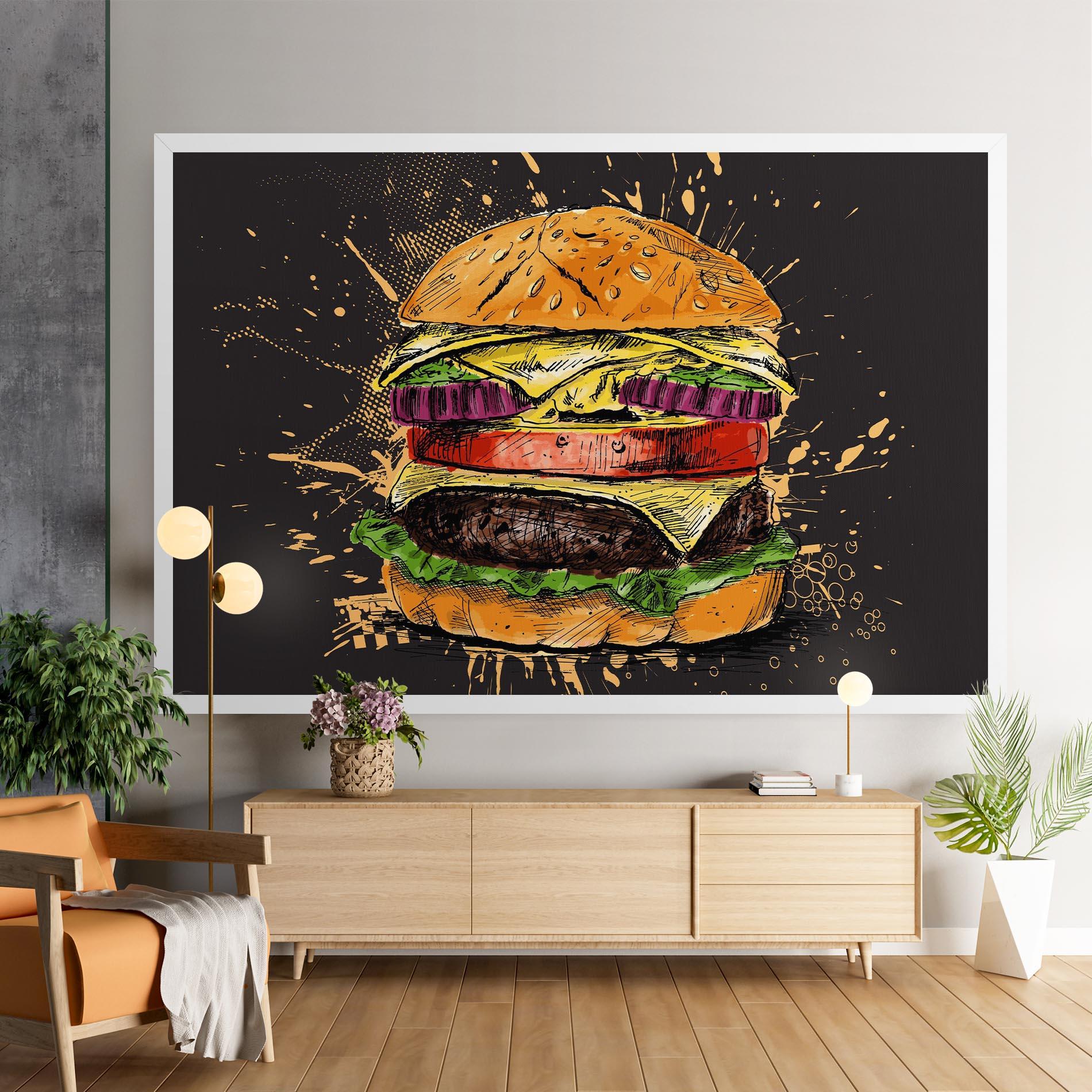 Vászonkép Burger Drawing mockup 9
