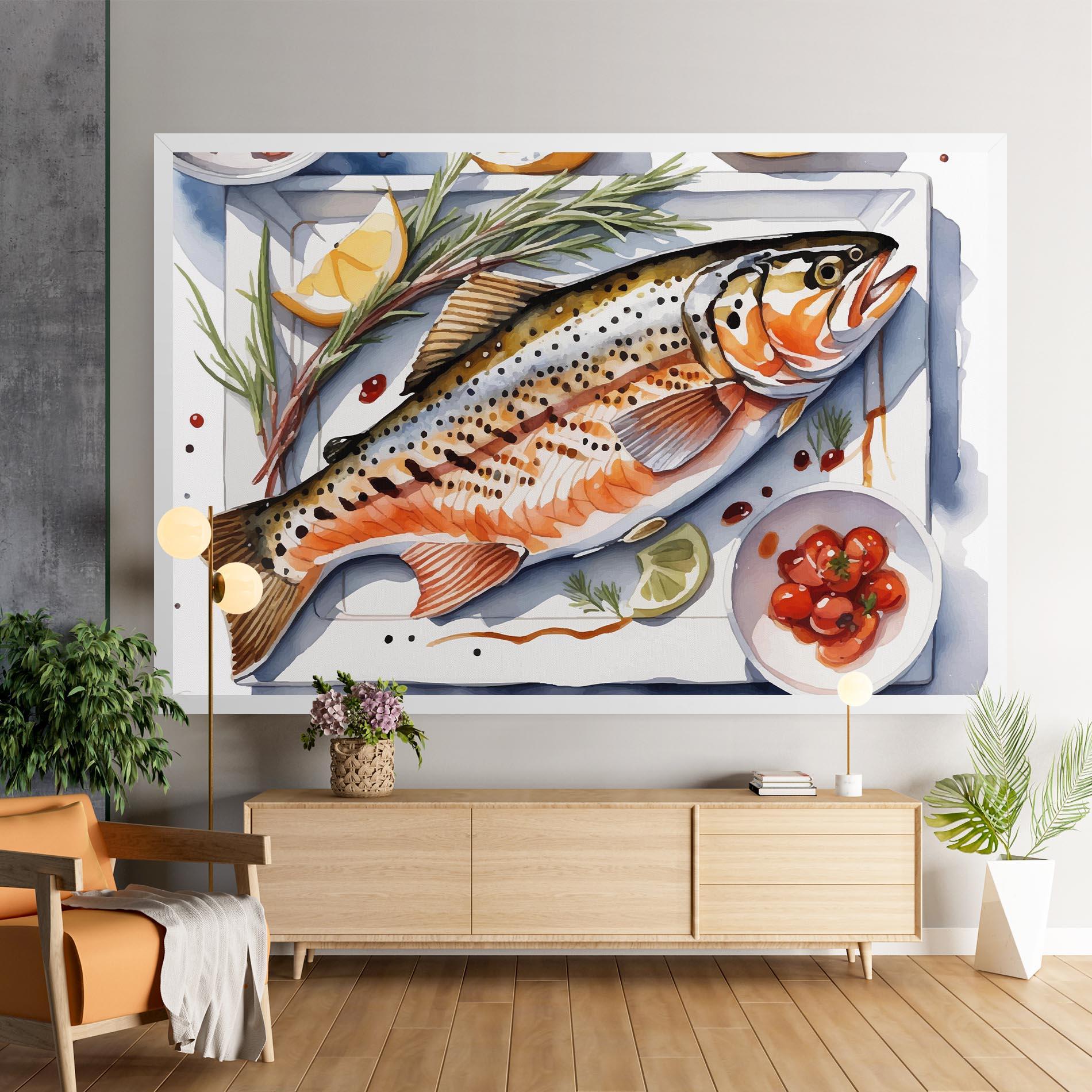 Vászonkép Grilled Trout mockup 9