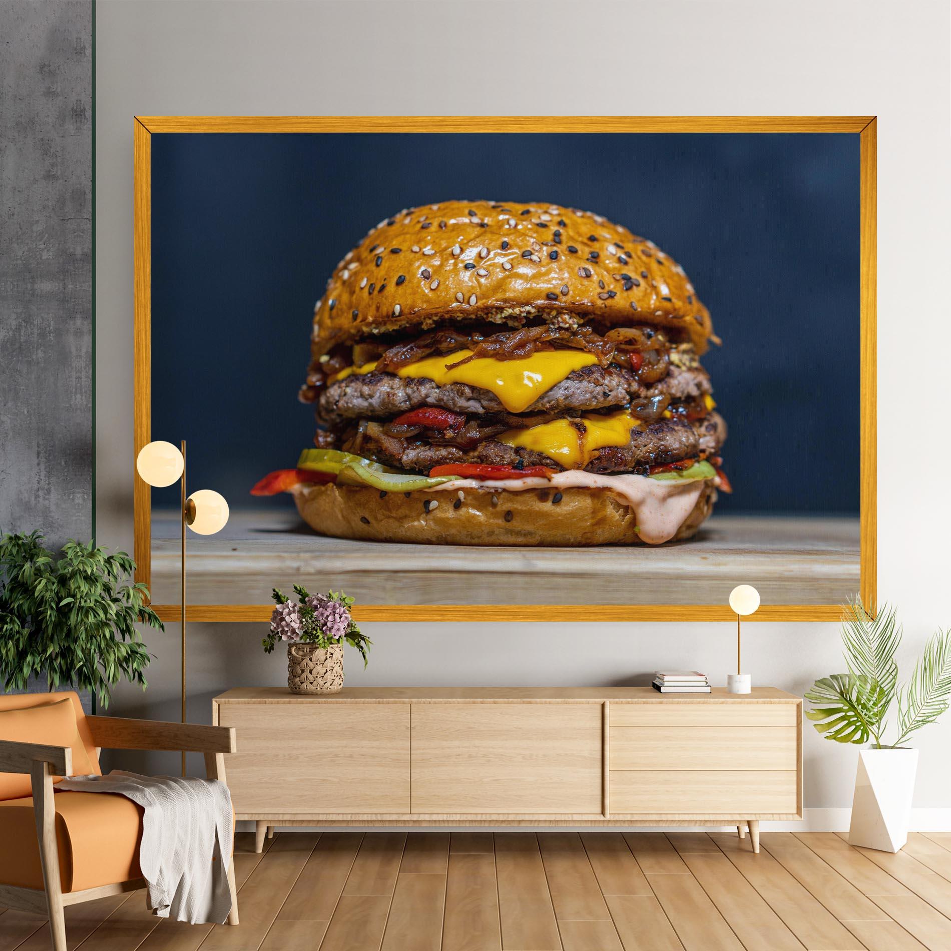Vászonkép Tasty Hamburger mockup 9