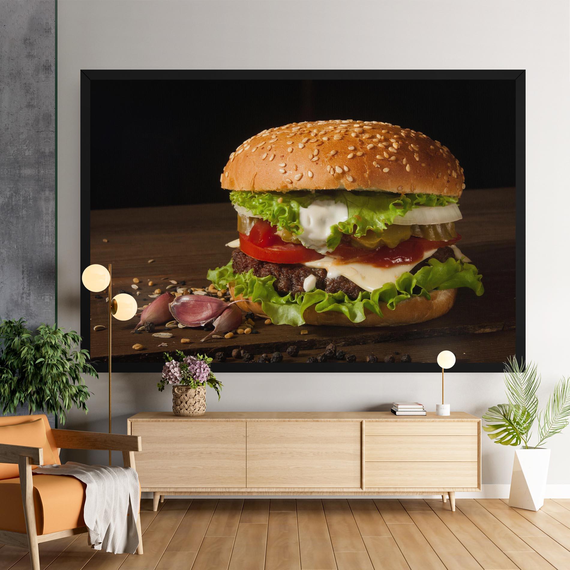 Vászonkép Delicious Hamburger mockup 9