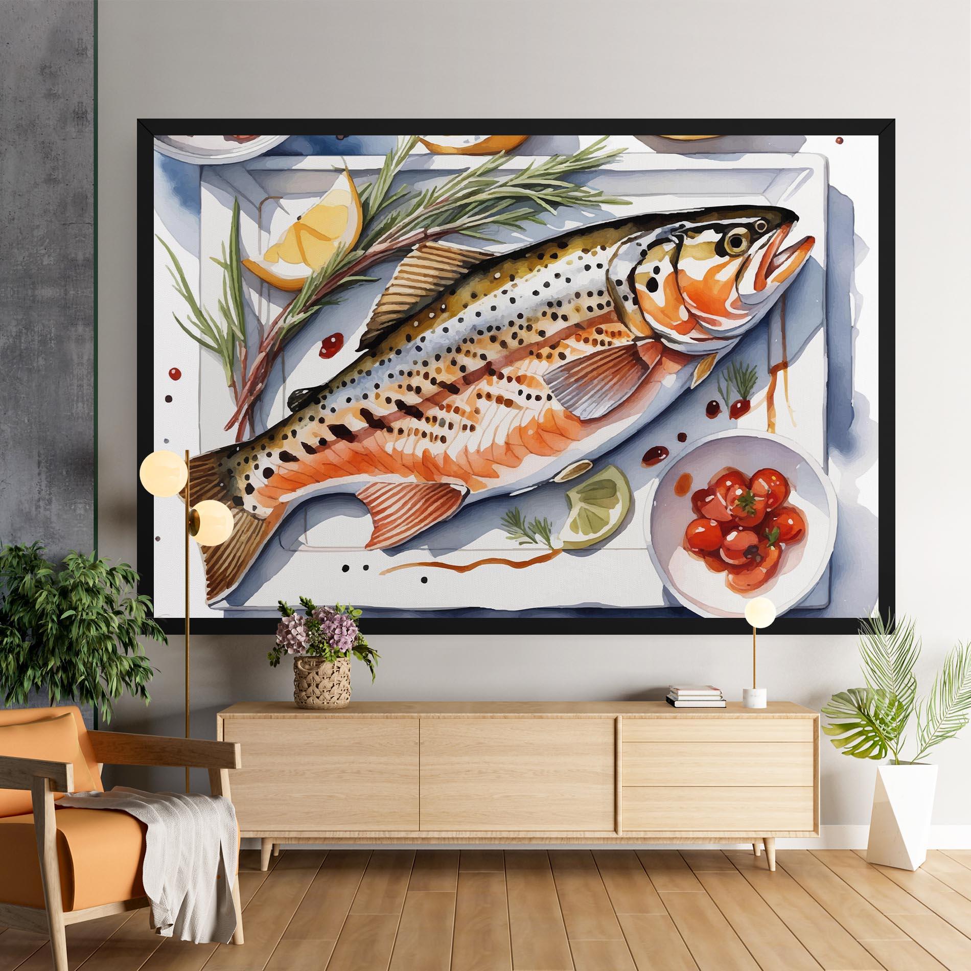 Vászonkép Grilled Trout mockup 9