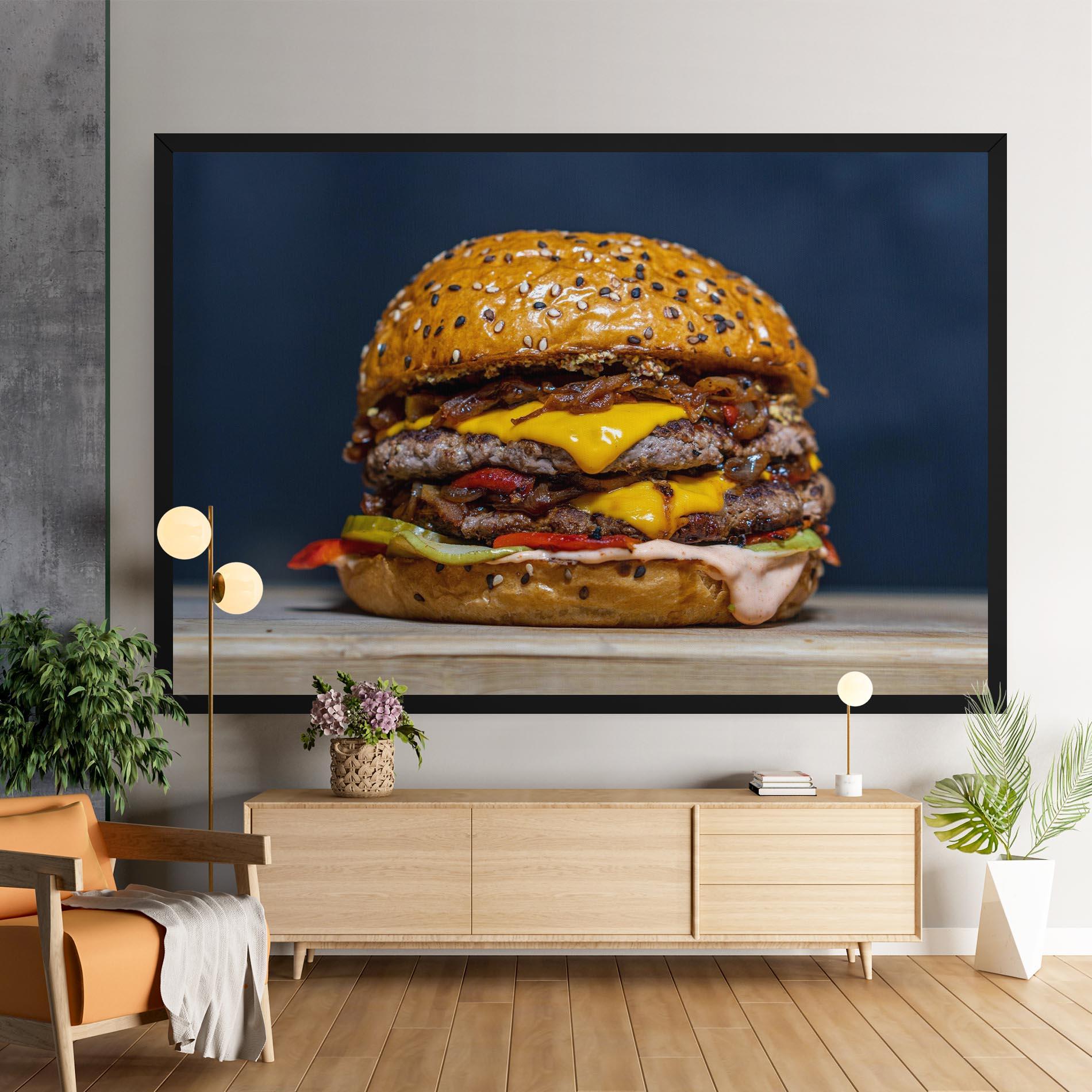 Vászonkép Tasty Hamburger mockup 9