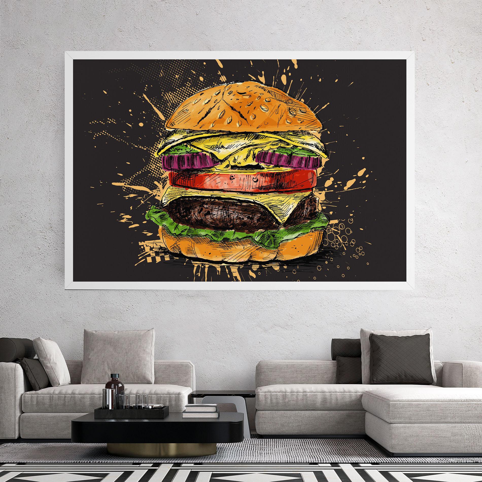 Vászonkép Burger Drawing mockup 2