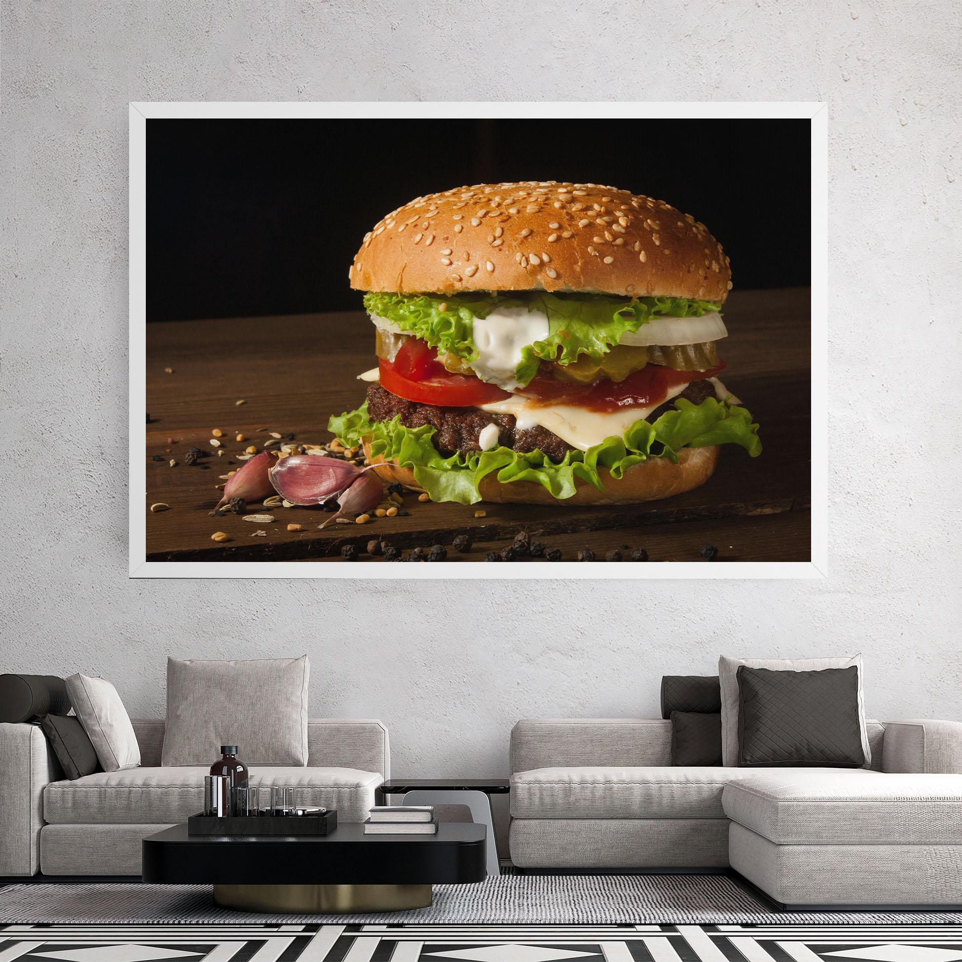 Vászonkép Delicious Hamburger mockup 2