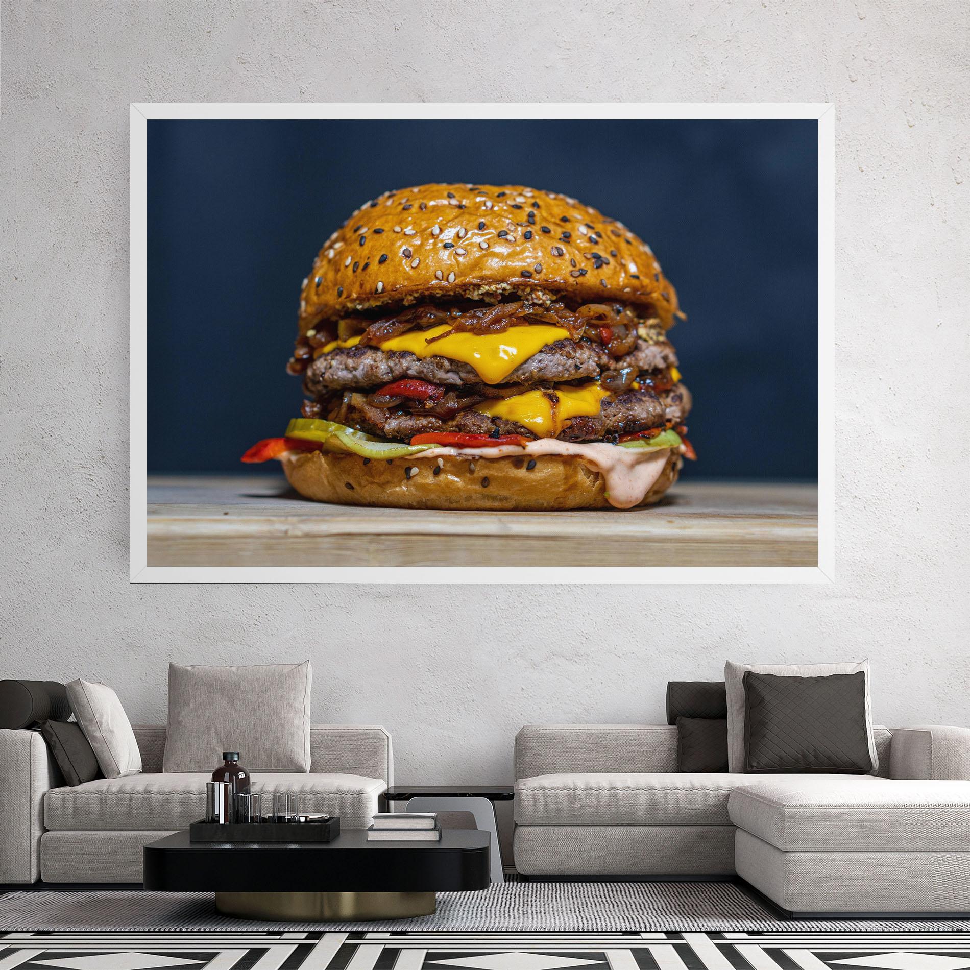 Vászonkép Tasty Hamburger mockup 2