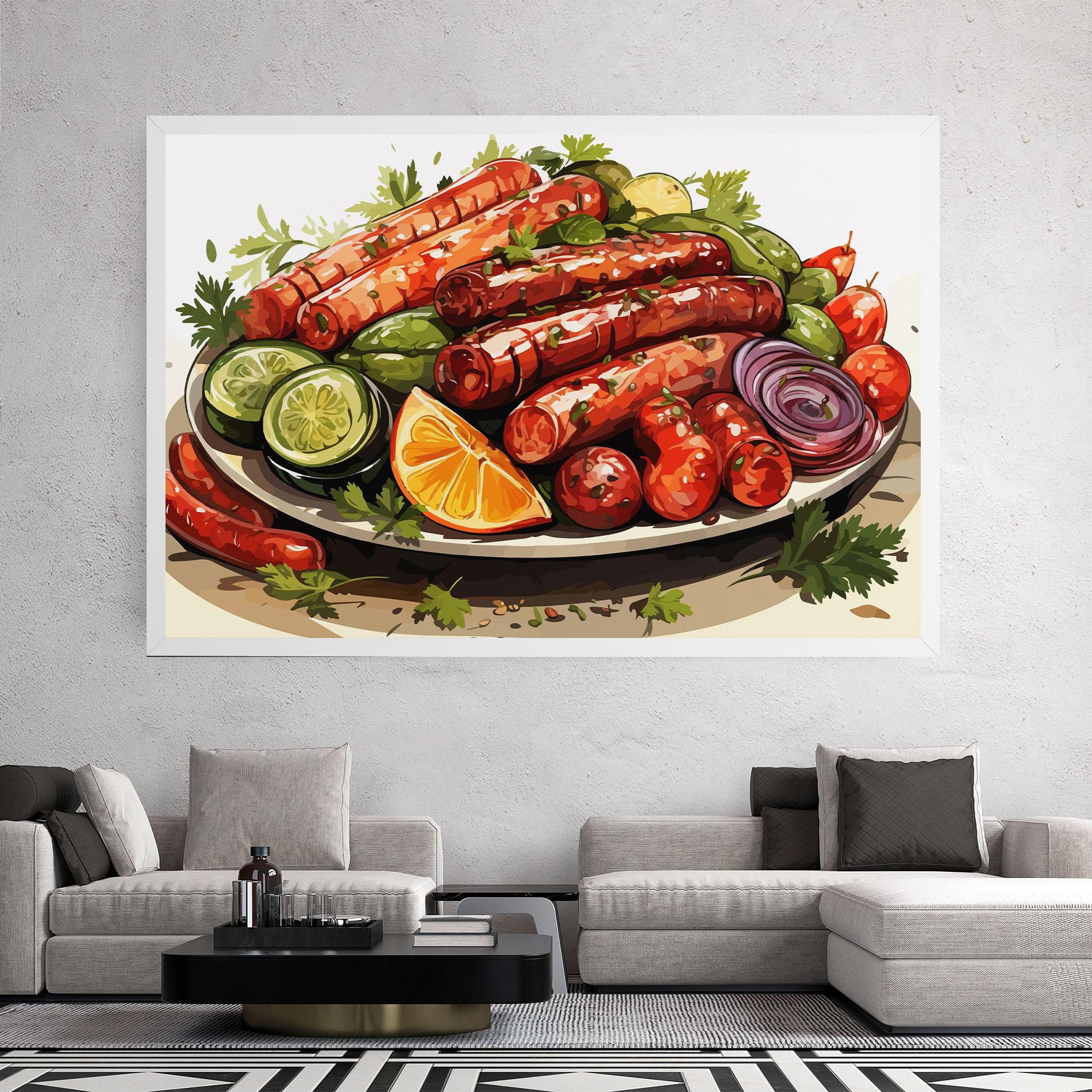 Vászonkép Tasty Sousages mockup 2