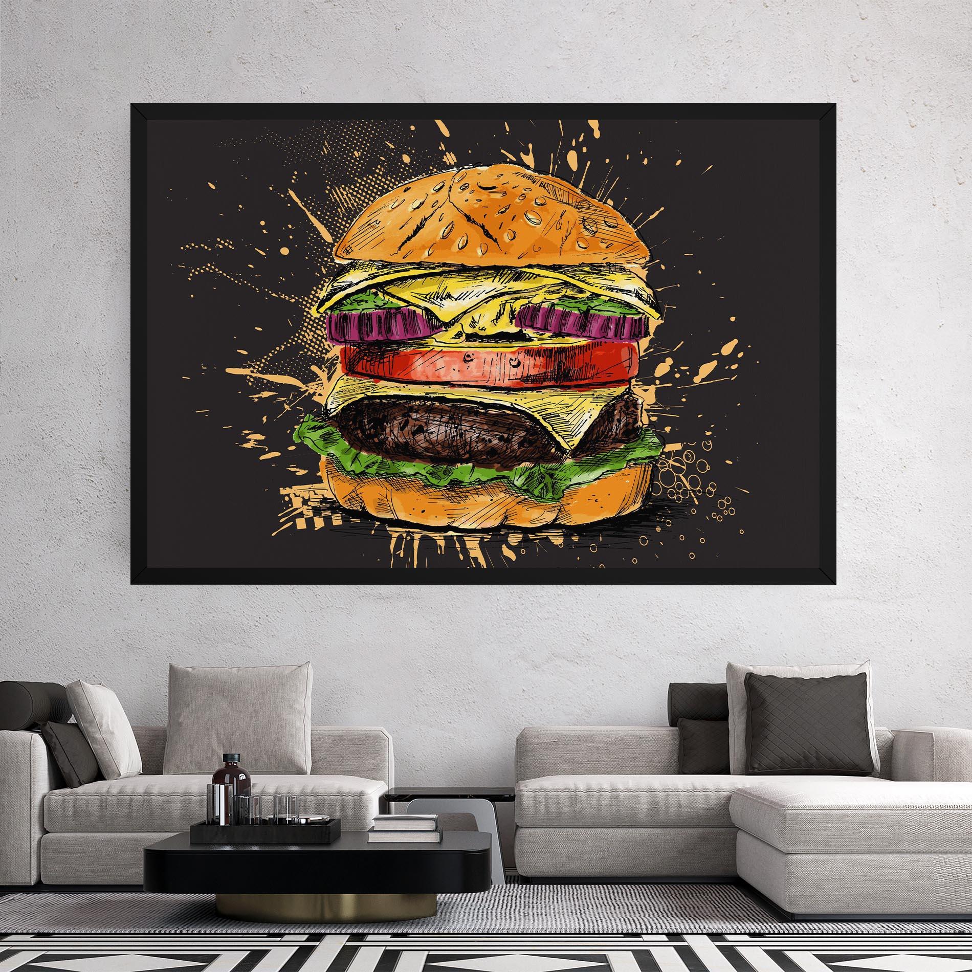 Vászonkép Burger Drawing mockup 2