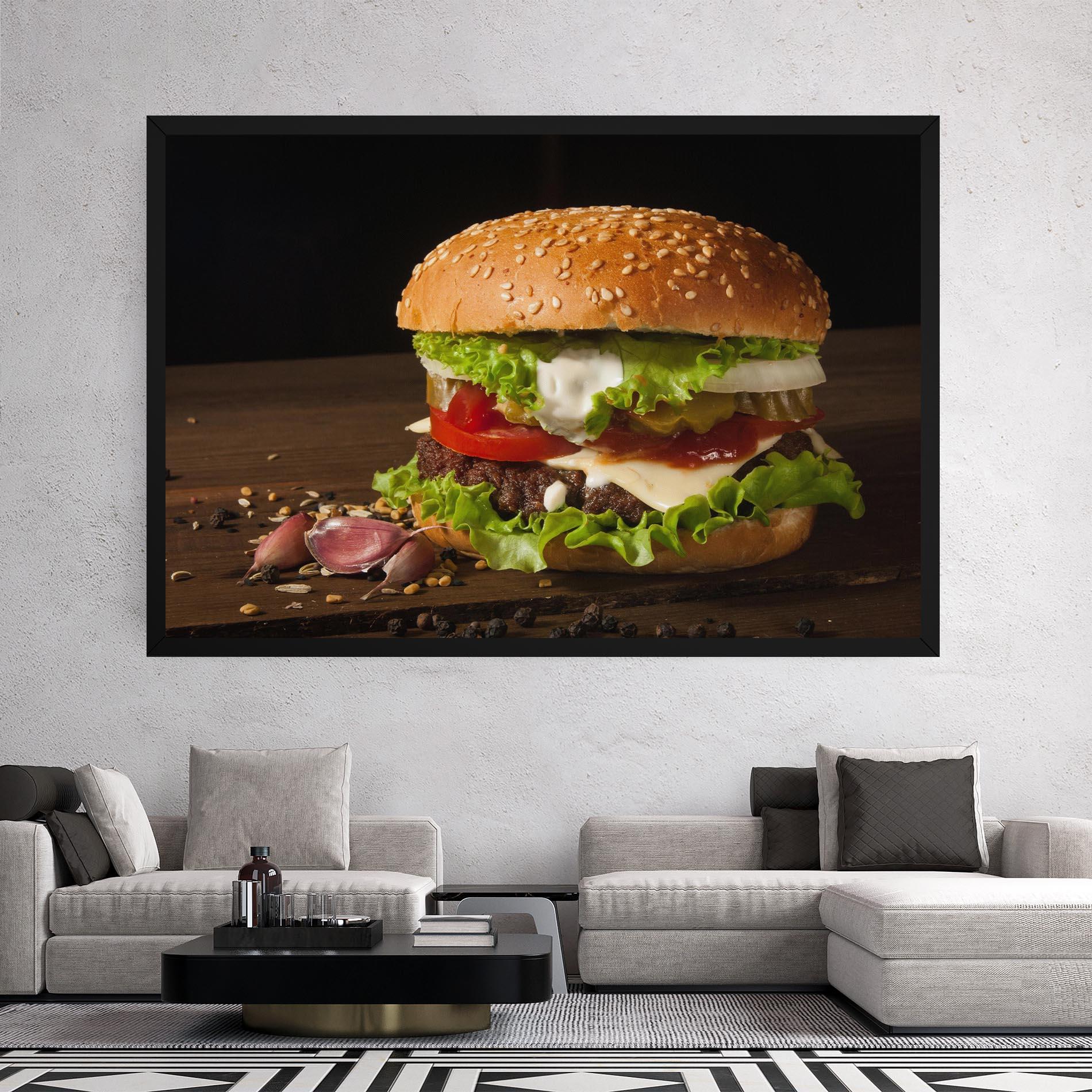 Vászonkép Delicious Hamburger mockup 2