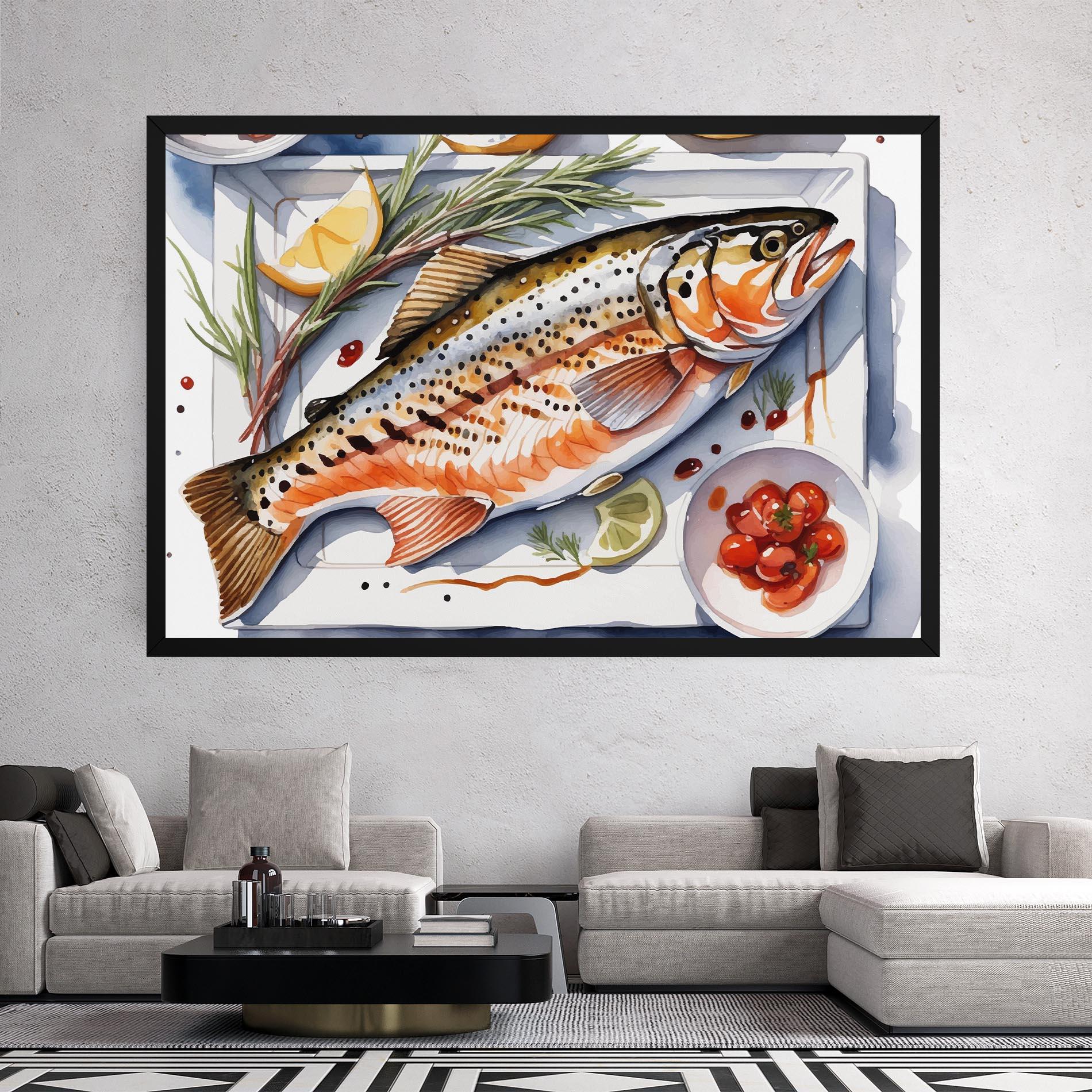 Vászonkép Grilled Trout mockup 2