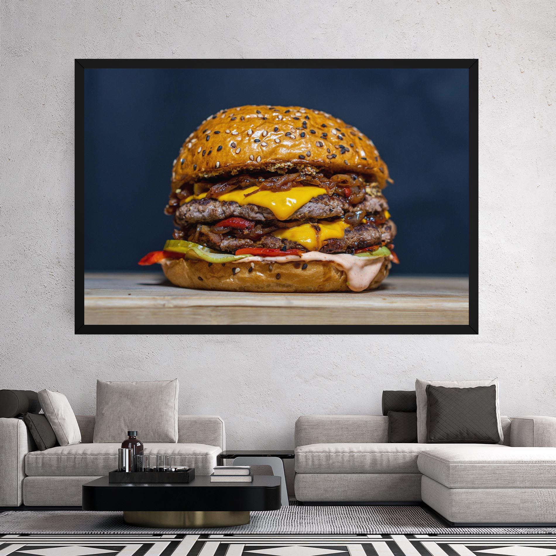 Vászonkép Tasty Hamburger mockup 2