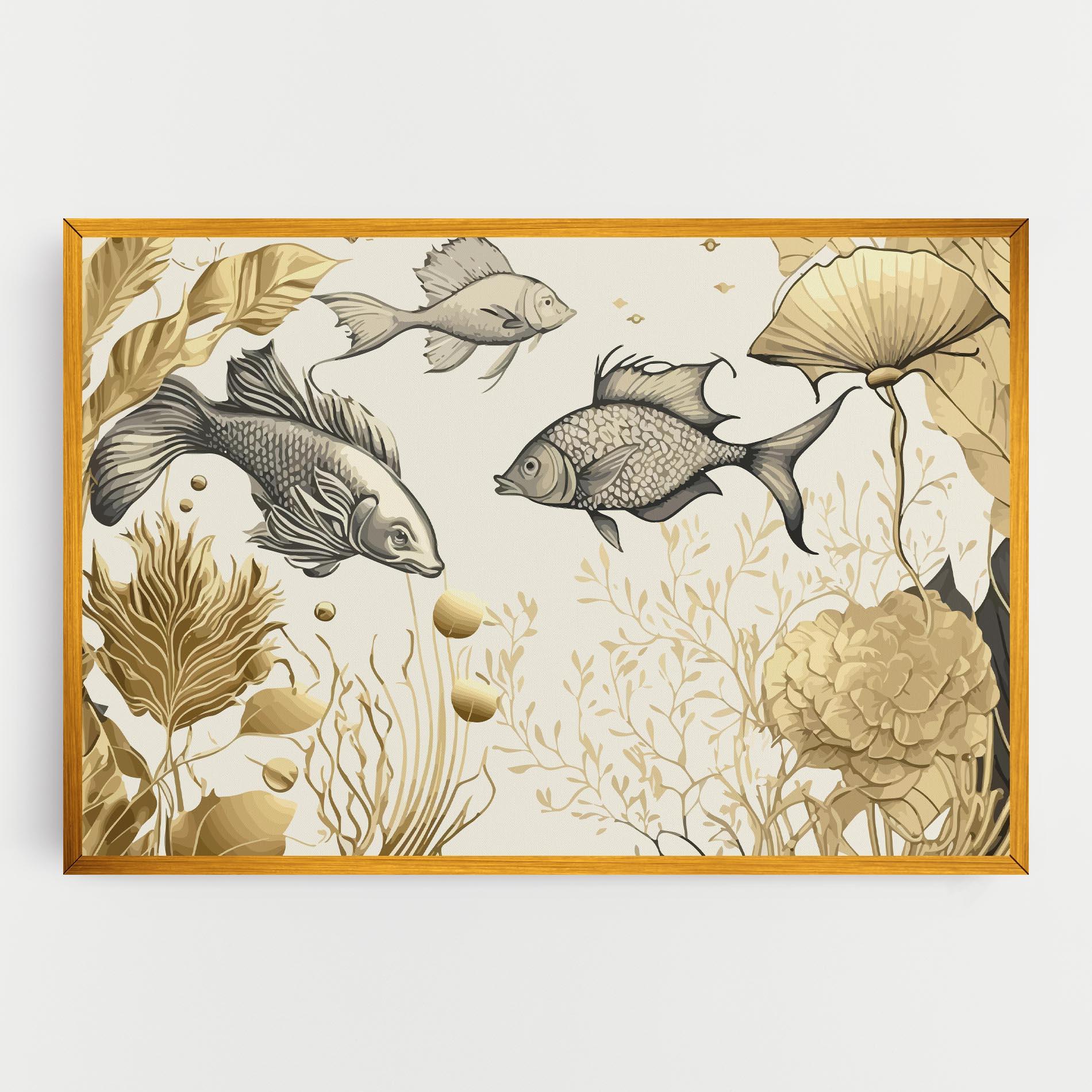 Vászonkép Grey Gold Fish mockup 0