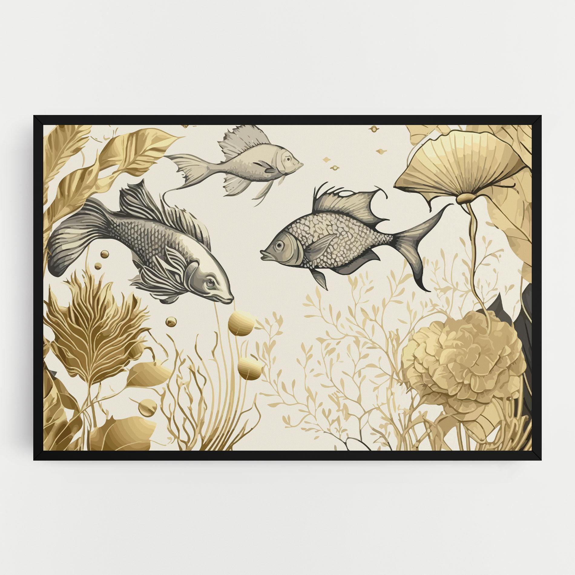 Vászonkép Grey Gold Fish mockup 0