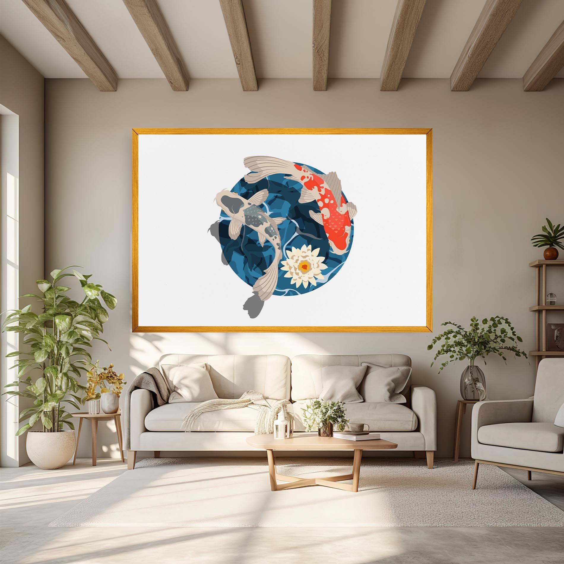 Vászonkép Grey Orange Koi mockup 6