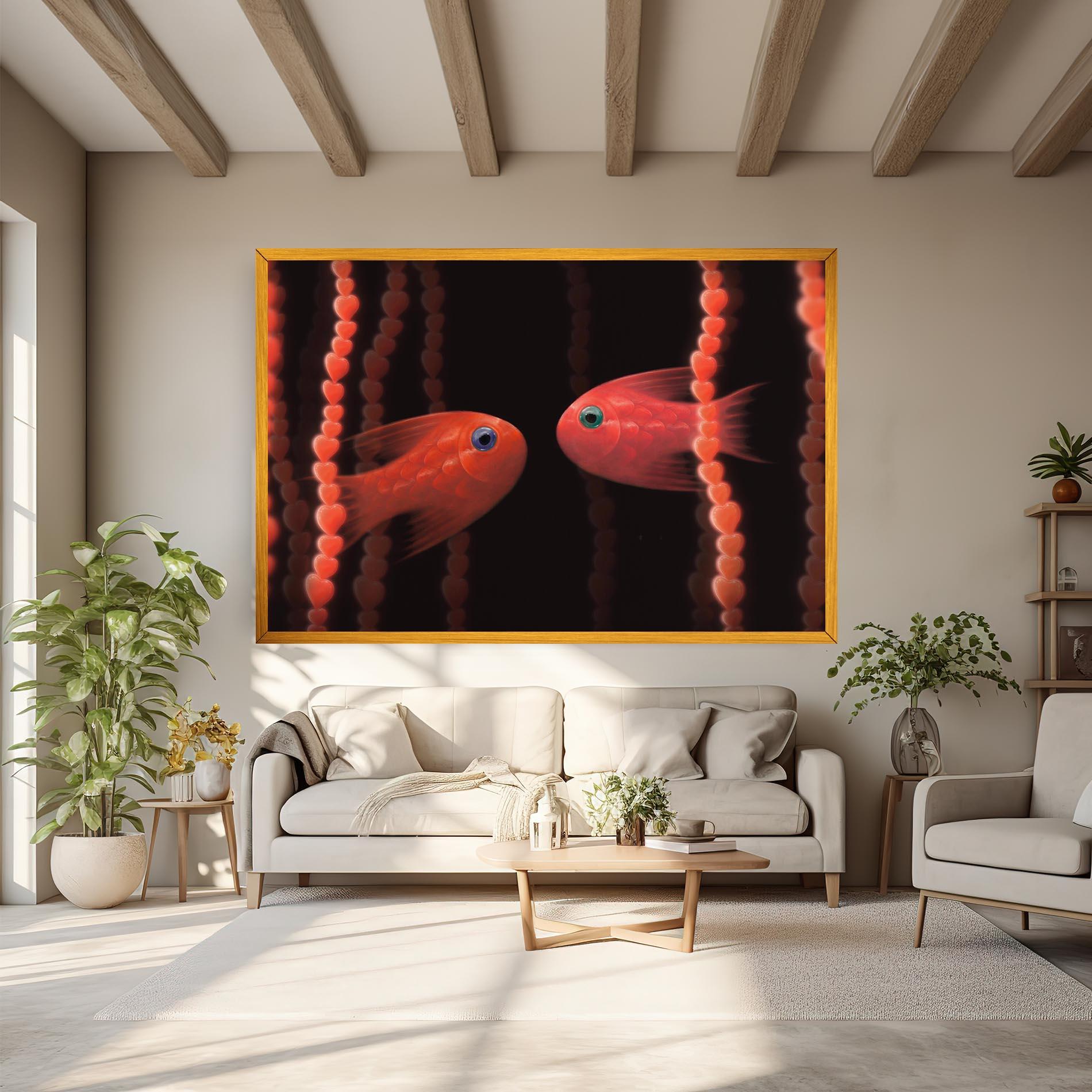 Vászonkép Orange Fish Heart mockup 6