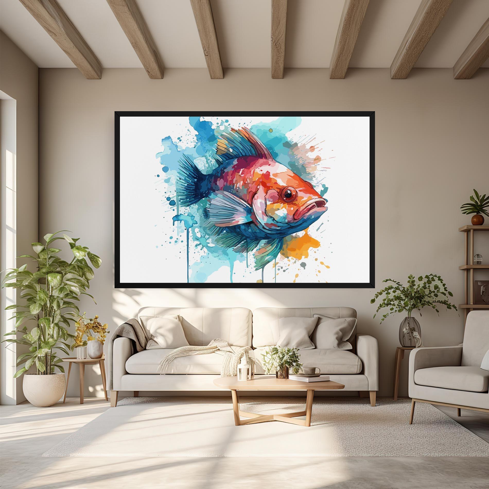 Vászonkép Watercolor Fish mockup 6