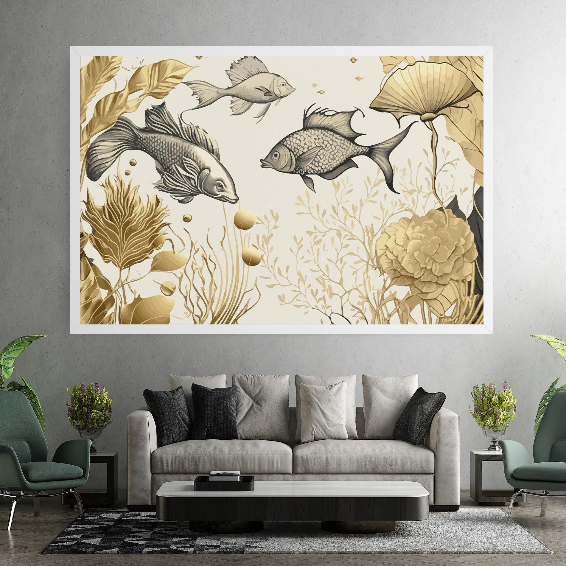 Vászonkép Grey Gold Fish mockup 7