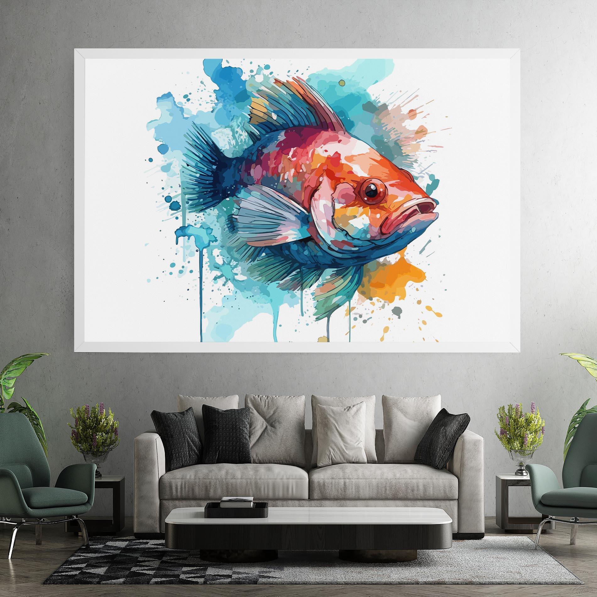 Vászonkép Watercolor Fish mockup 7
