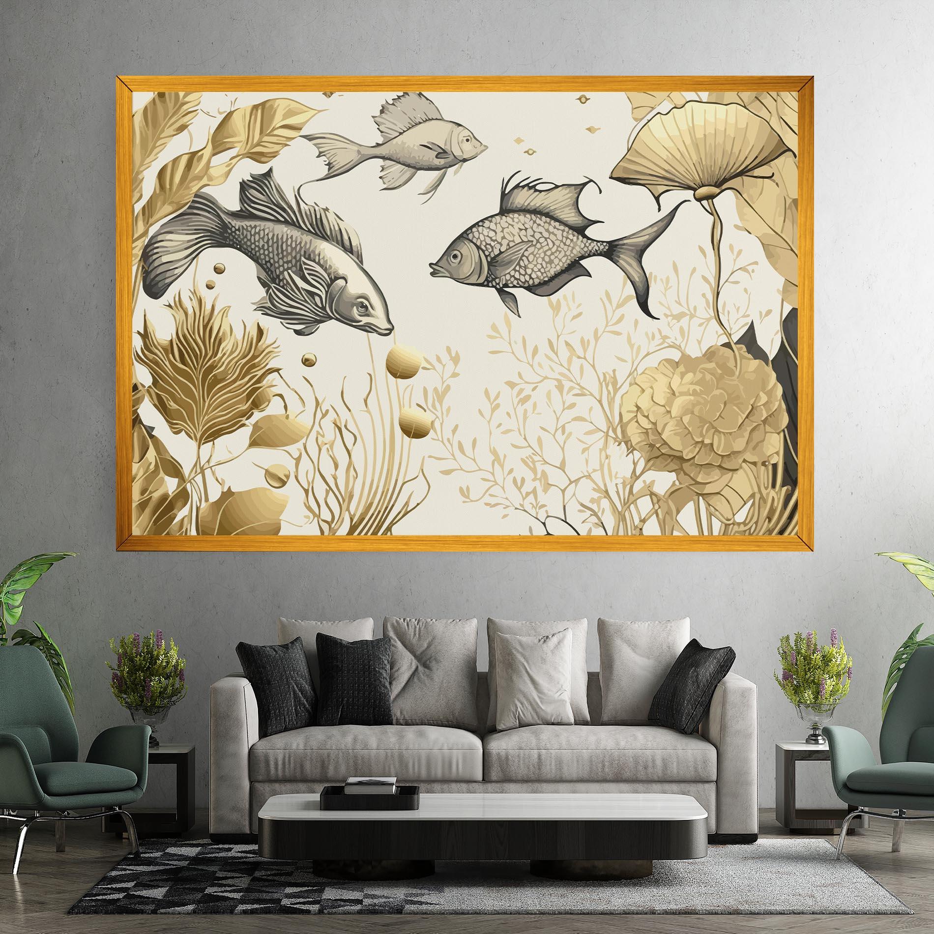 Vászonkép Grey Gold Fish mockup 7