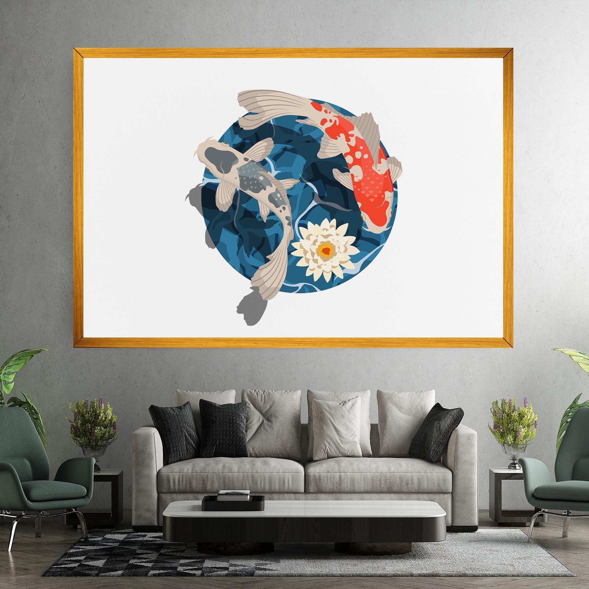 Vászonkép Grey Orange Koi mockup 7