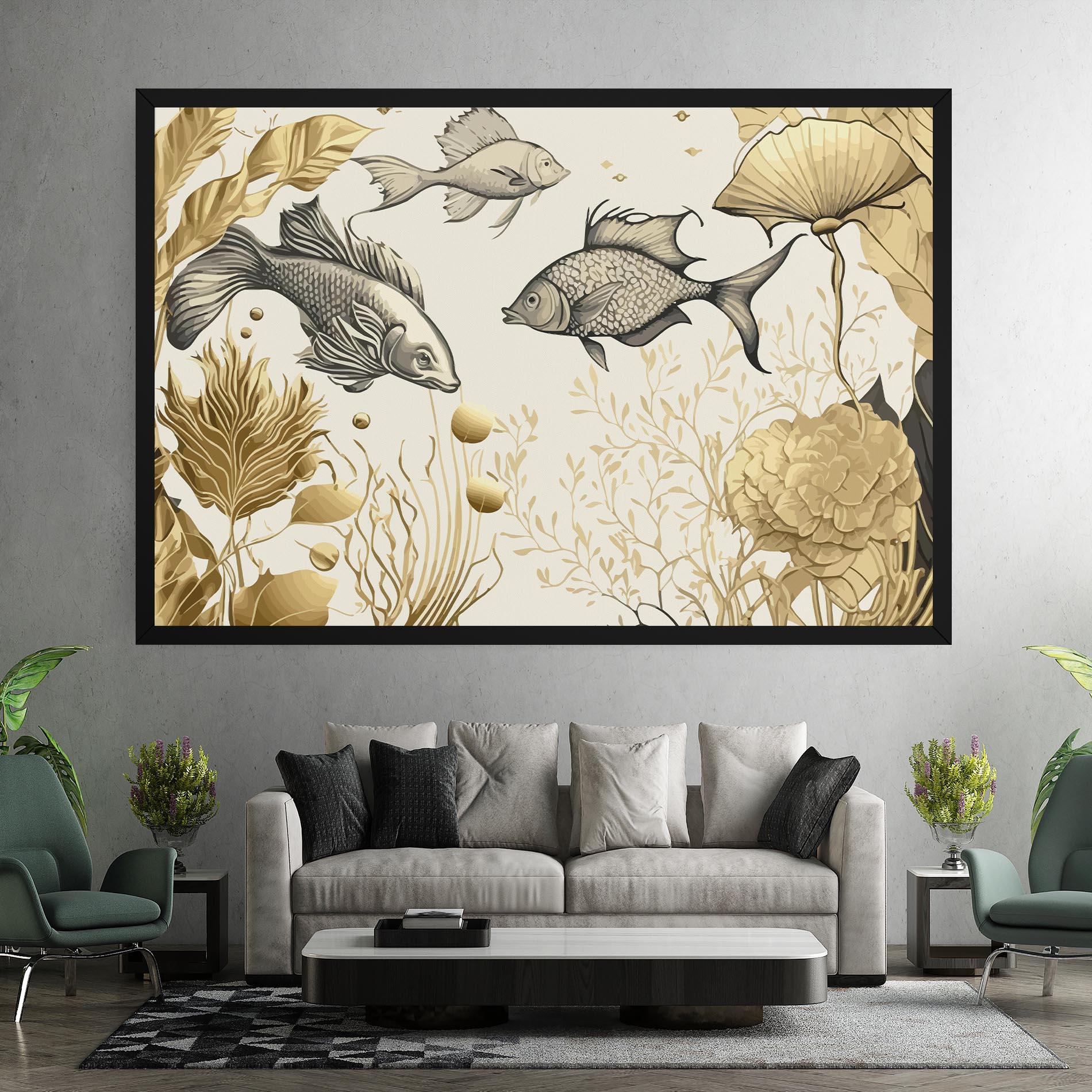 Vászonkép Grey Gold Fish mockup 7