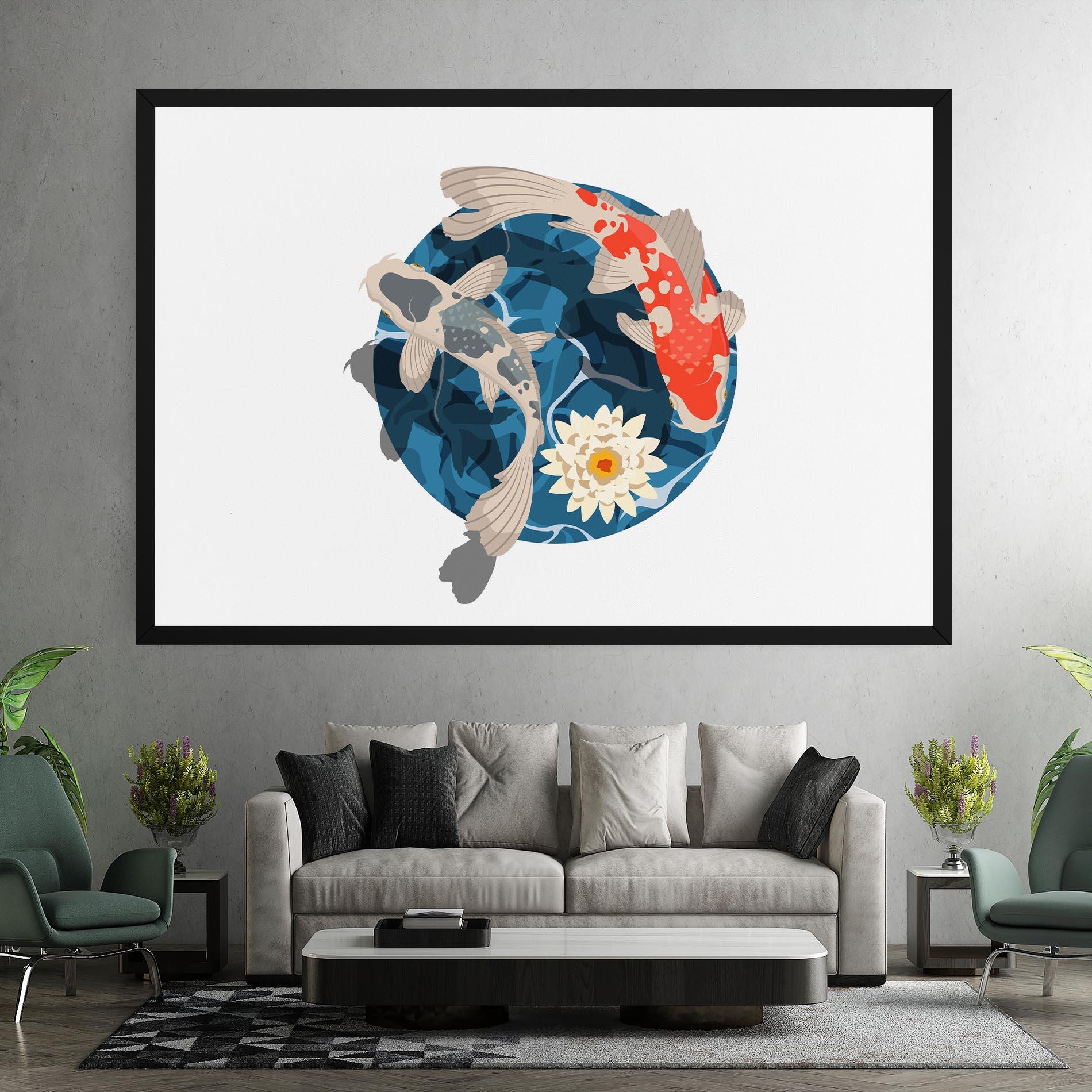 Vászonkép Grey Orange Koi mockup 7