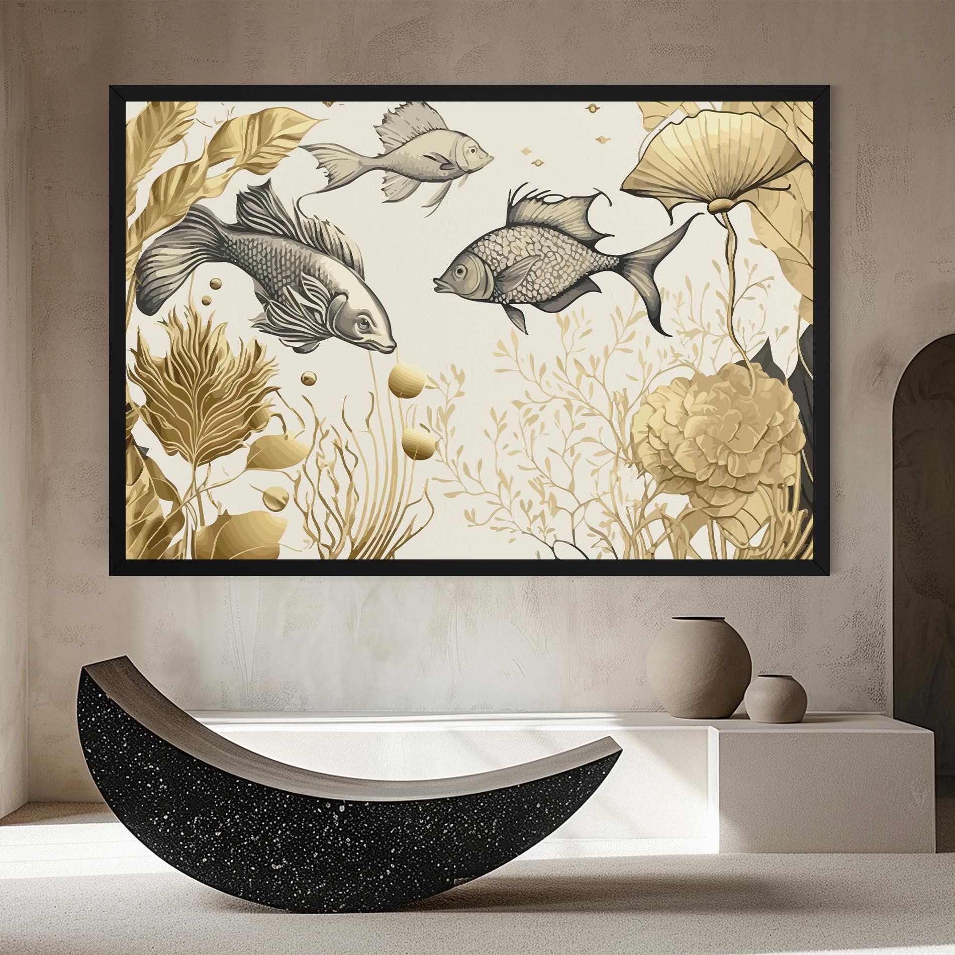 Vászonkép Grey Gold Fish mockup 8