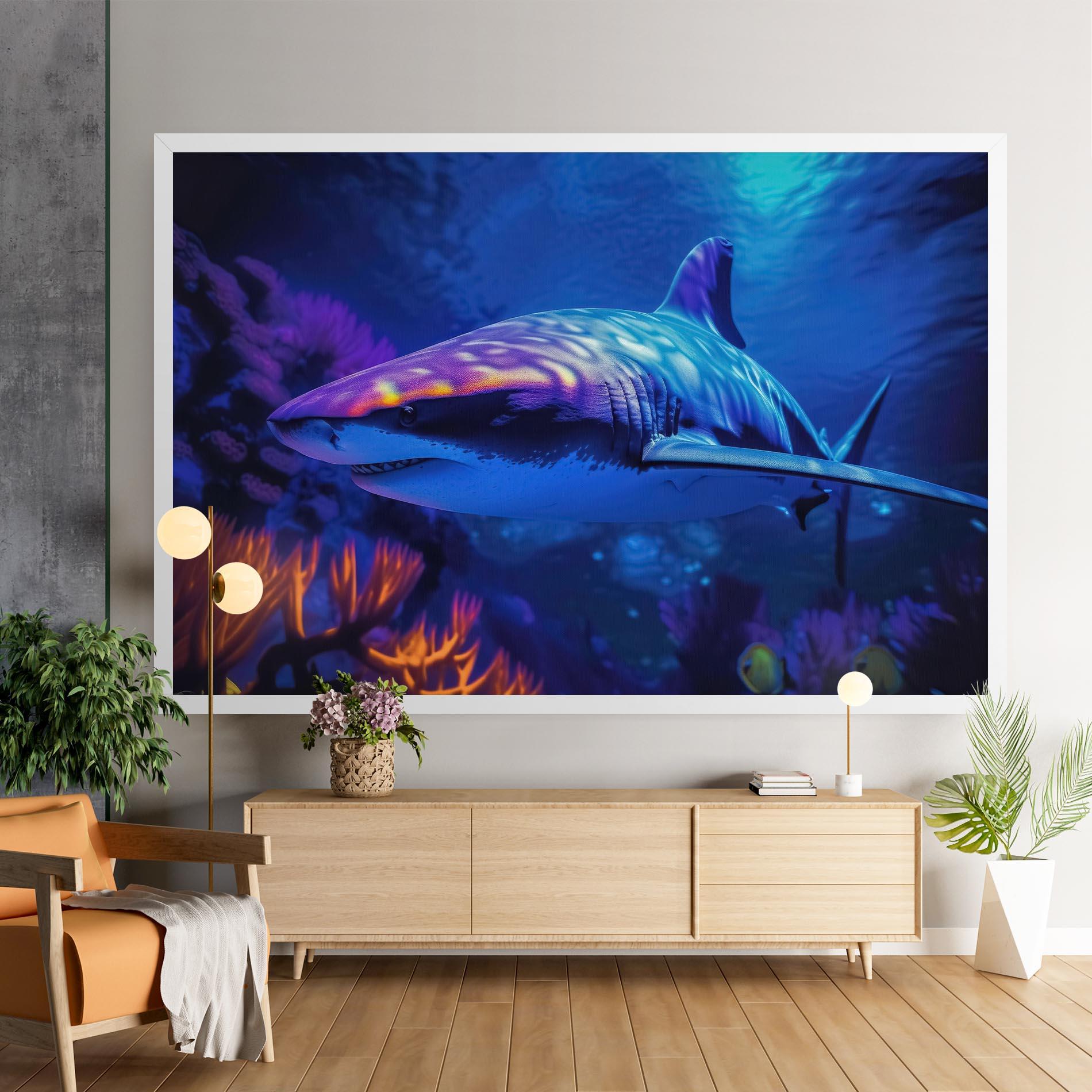 Vászonkép Blue Light Shark mockup 9