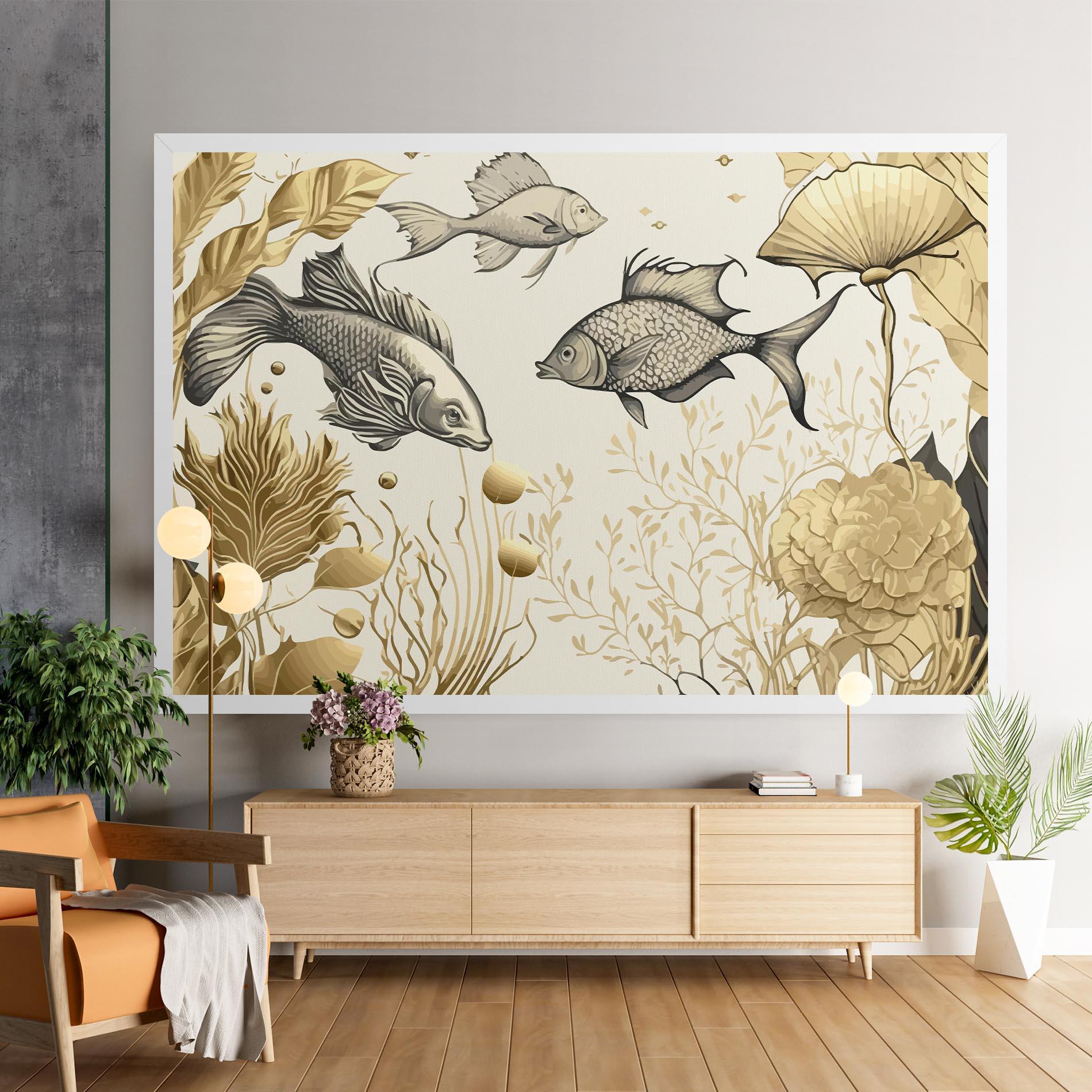 Vászonkép Grey Gold Fish mockup 9