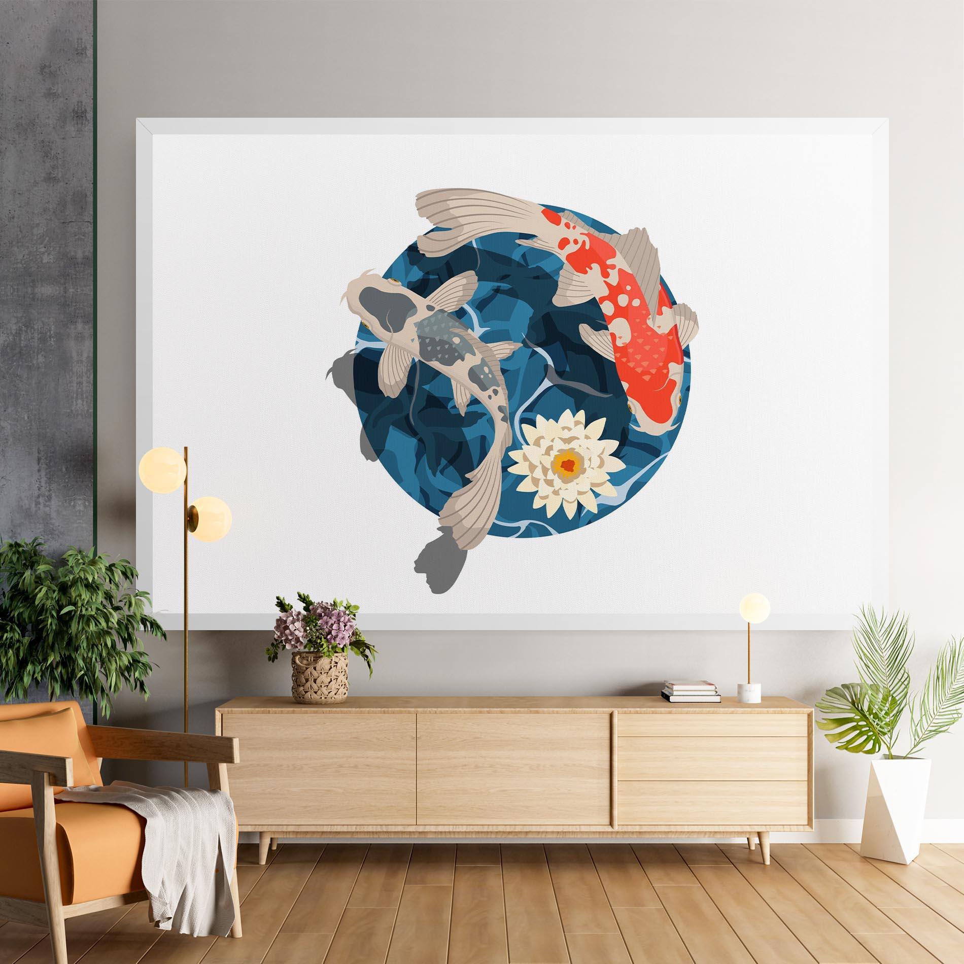 Vászonkép Grey Orange Koi mockup 9