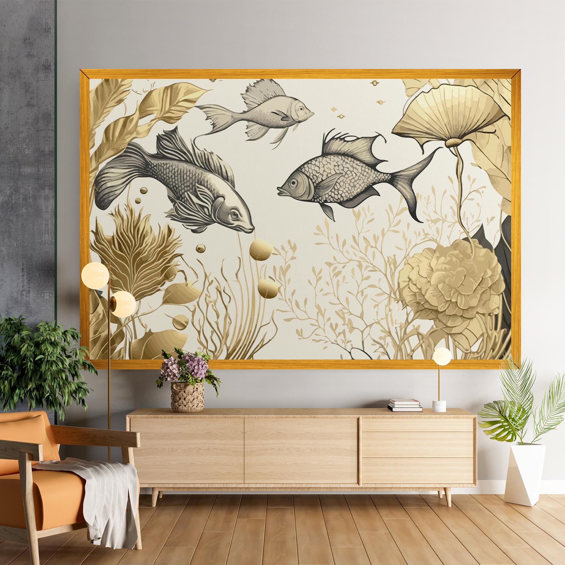 Vászonkép Grey Gold Fish mockup 9