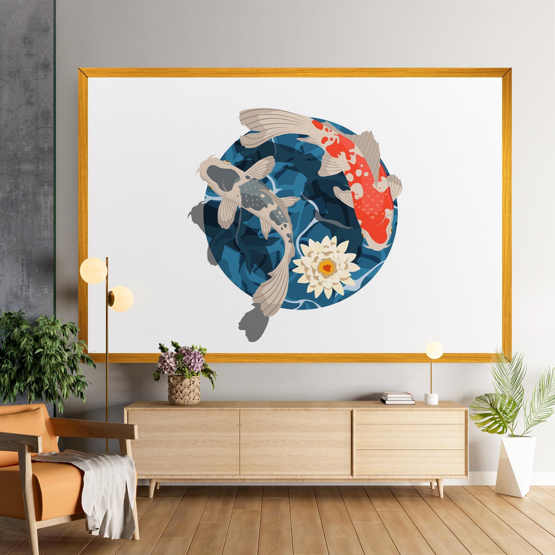 Vászonkép Grey Orange Koi mockup 9