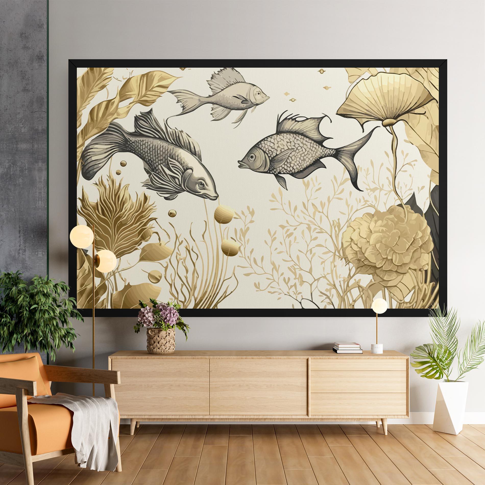 Vászonkép Grey Gold Fish mockup 9