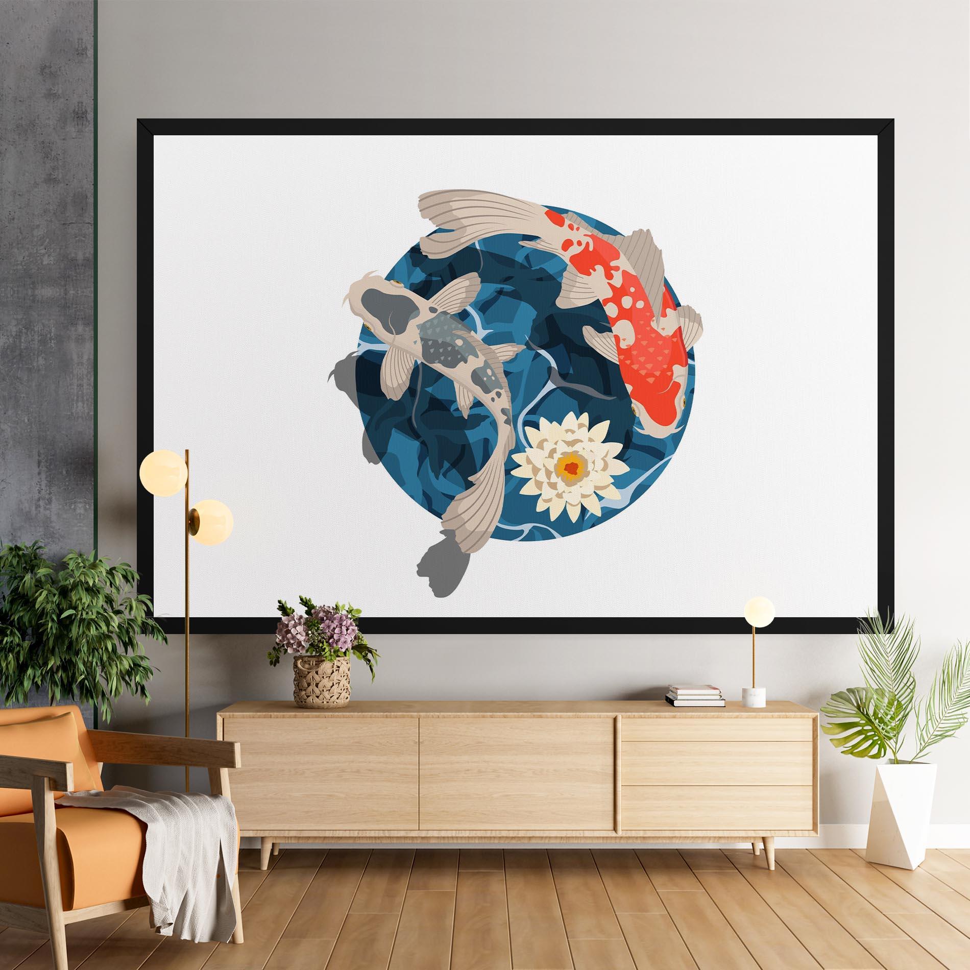 Vászonkép Grey Orange Koi mockup 9