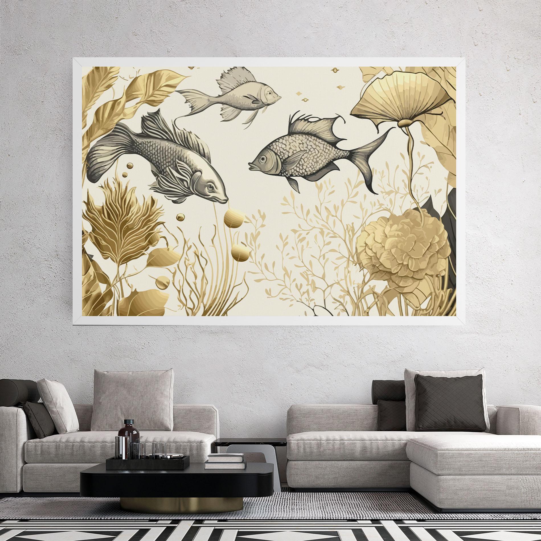 Vászonkép Grey Gold Fish mockup 2
