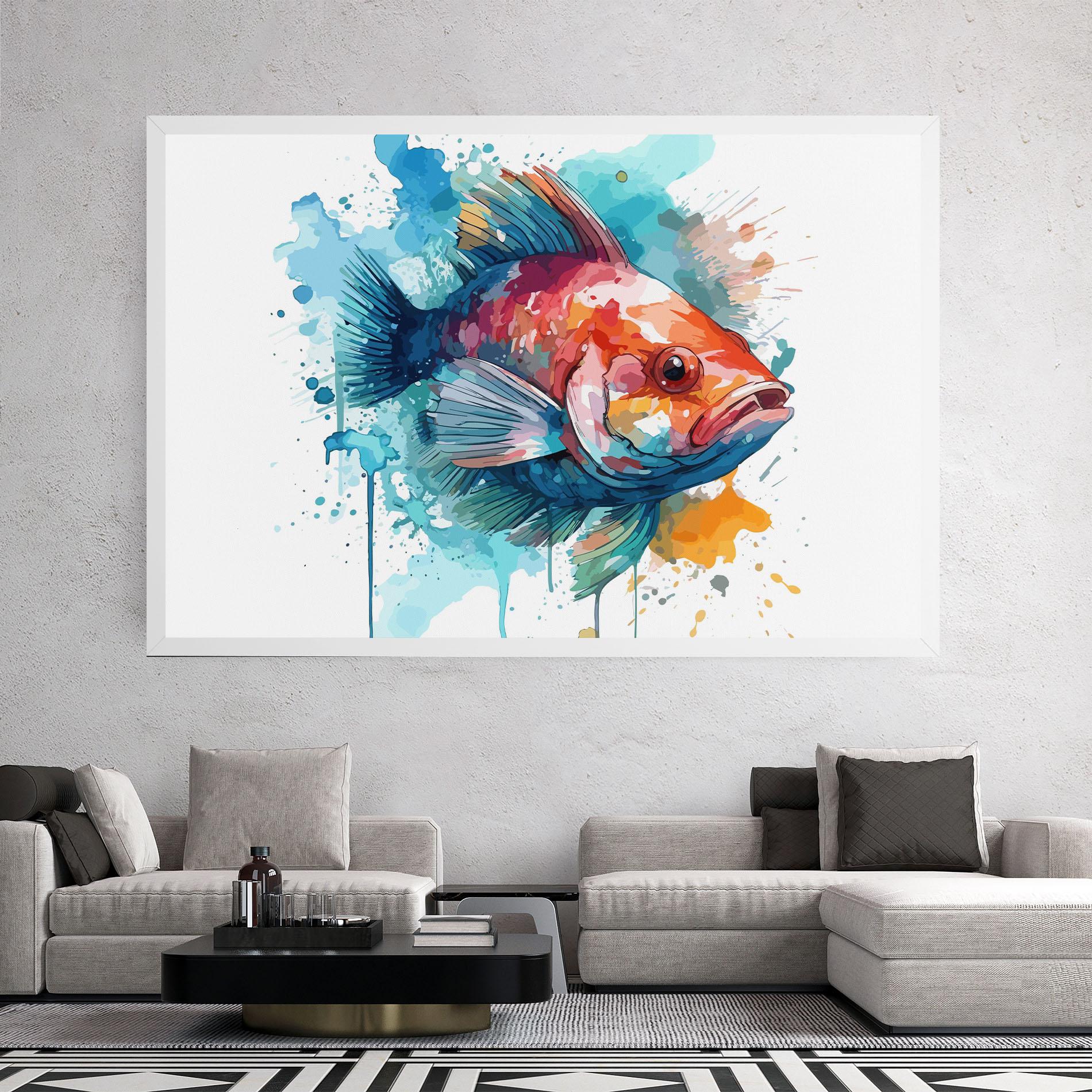 Vászonkép Watercolor Fish mockup 2