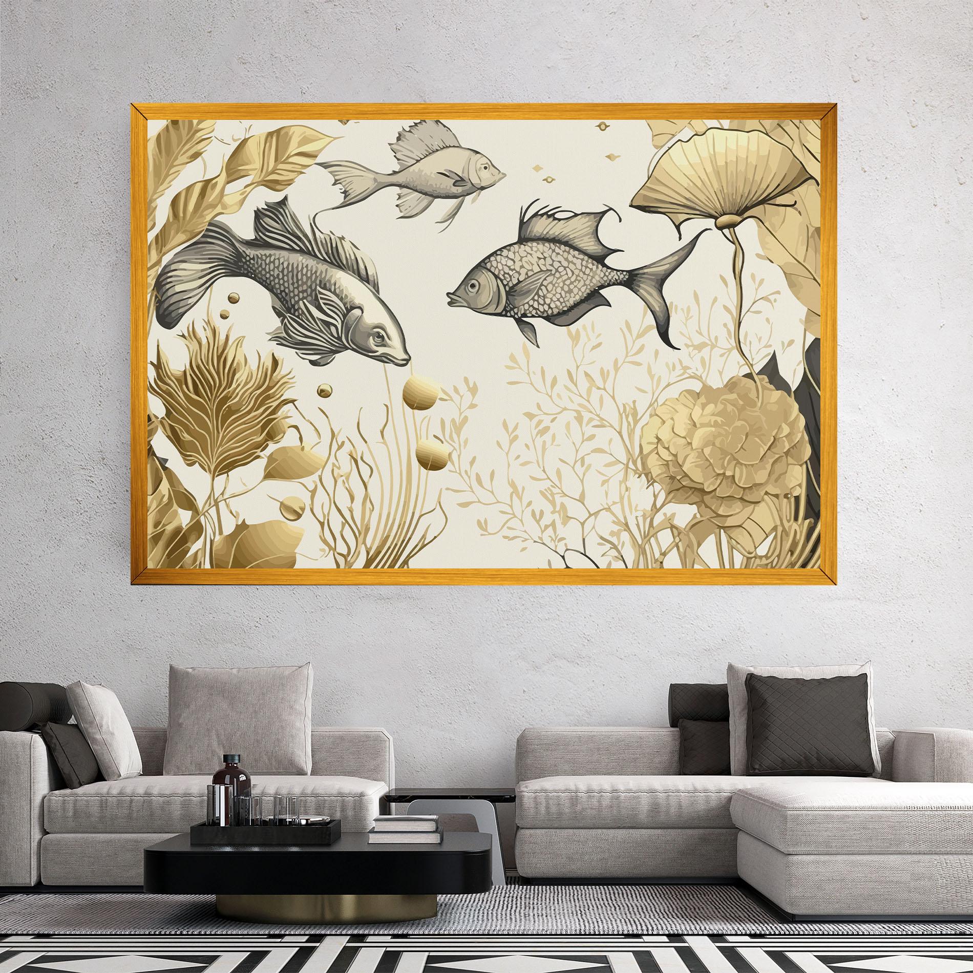 Vászonkép Grey Gold Fish mockup 2