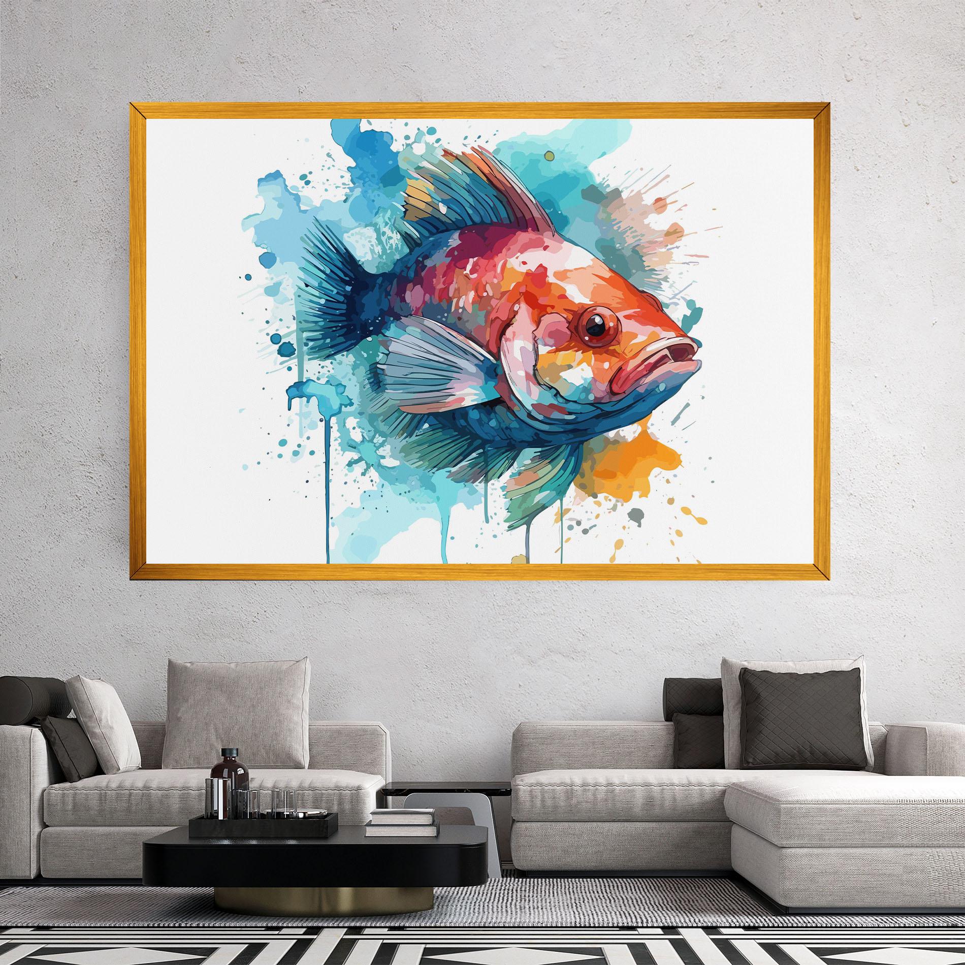Vászonkép Watercolor Fish mockup 2