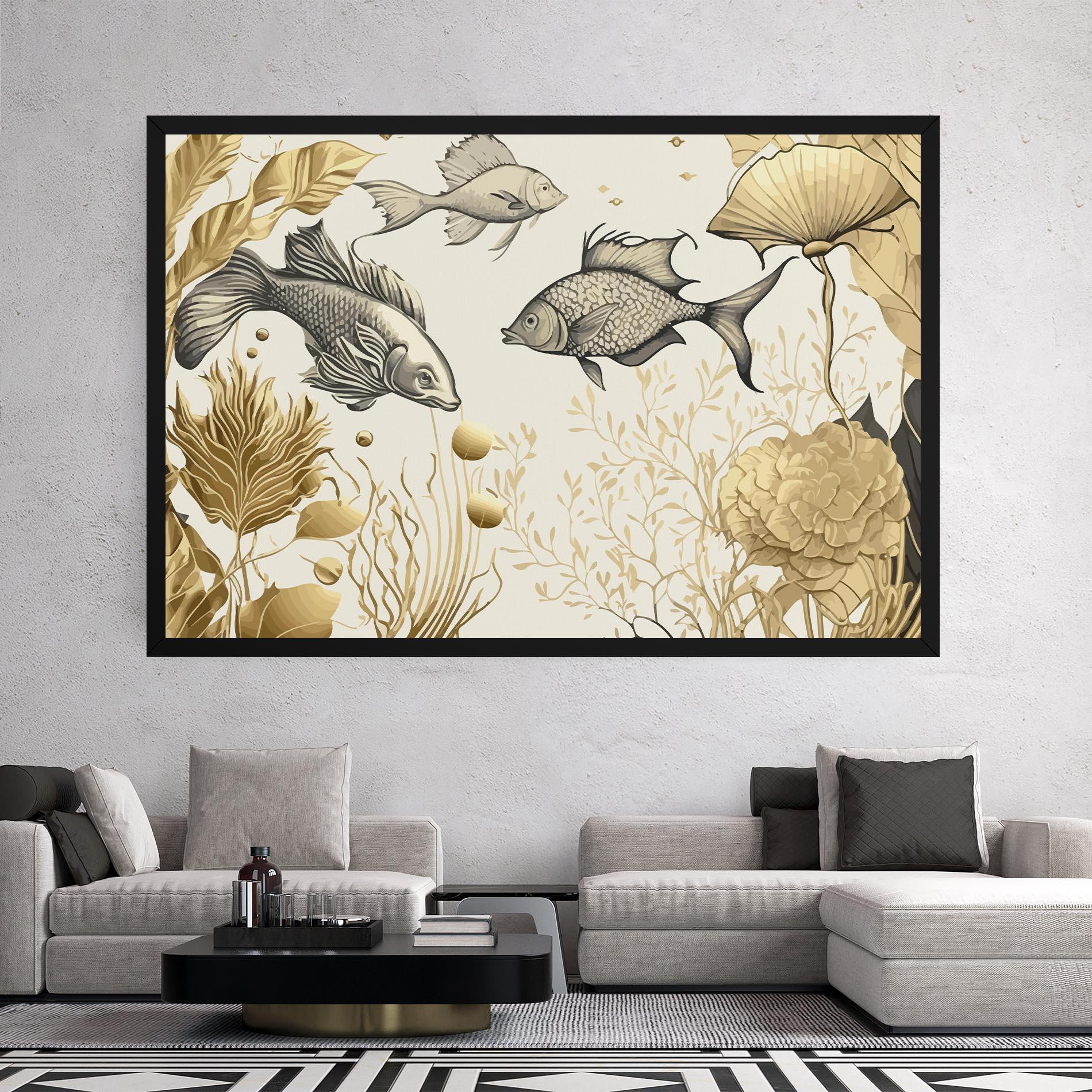 Vászonkép Grey Gold Fish mockup 2