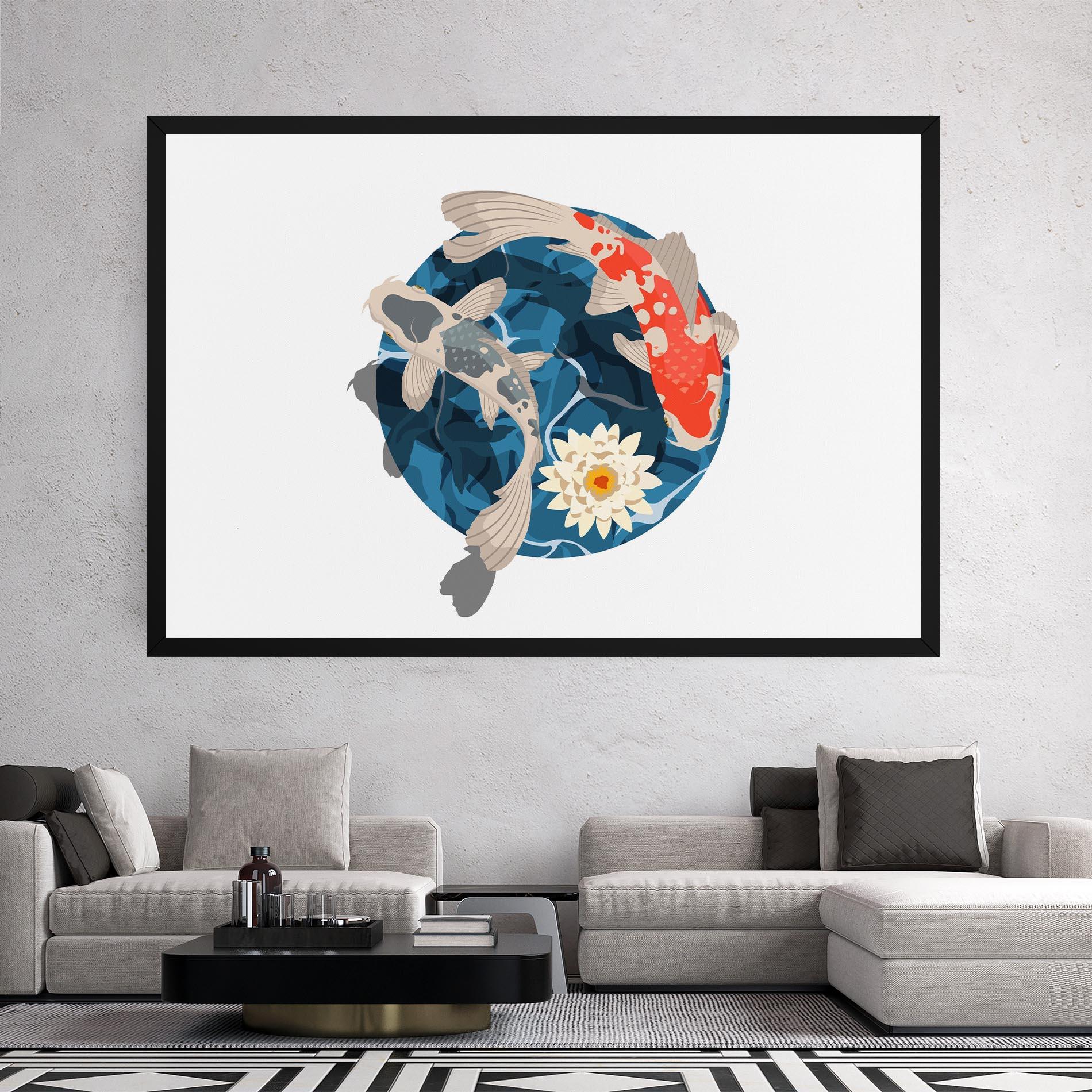 Vászonkép Grey Orange Koi mockup 2