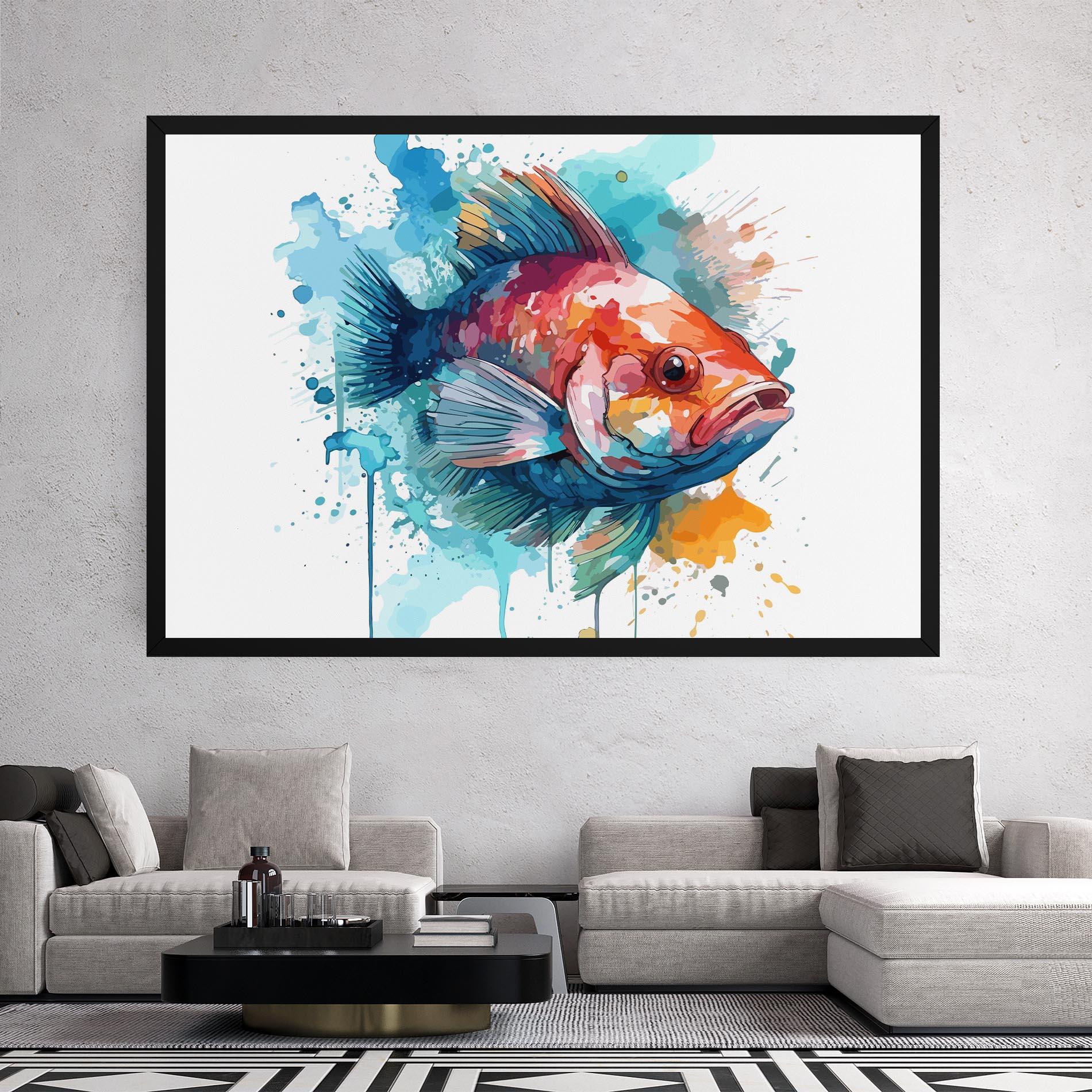 Vászonkép Watercolor Fish mockup 2