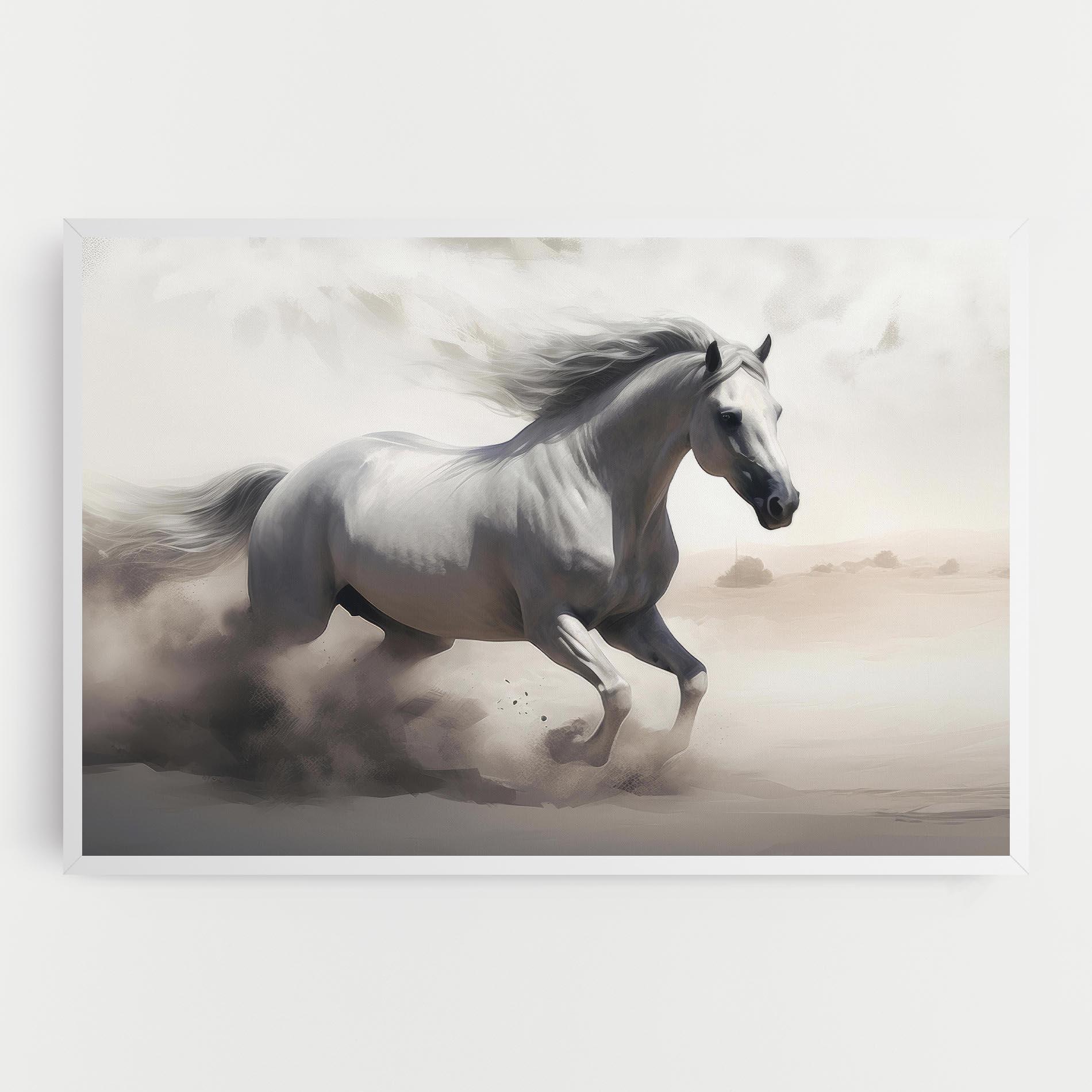 Vászonkép Light Grey Horse Galloping mockup 0