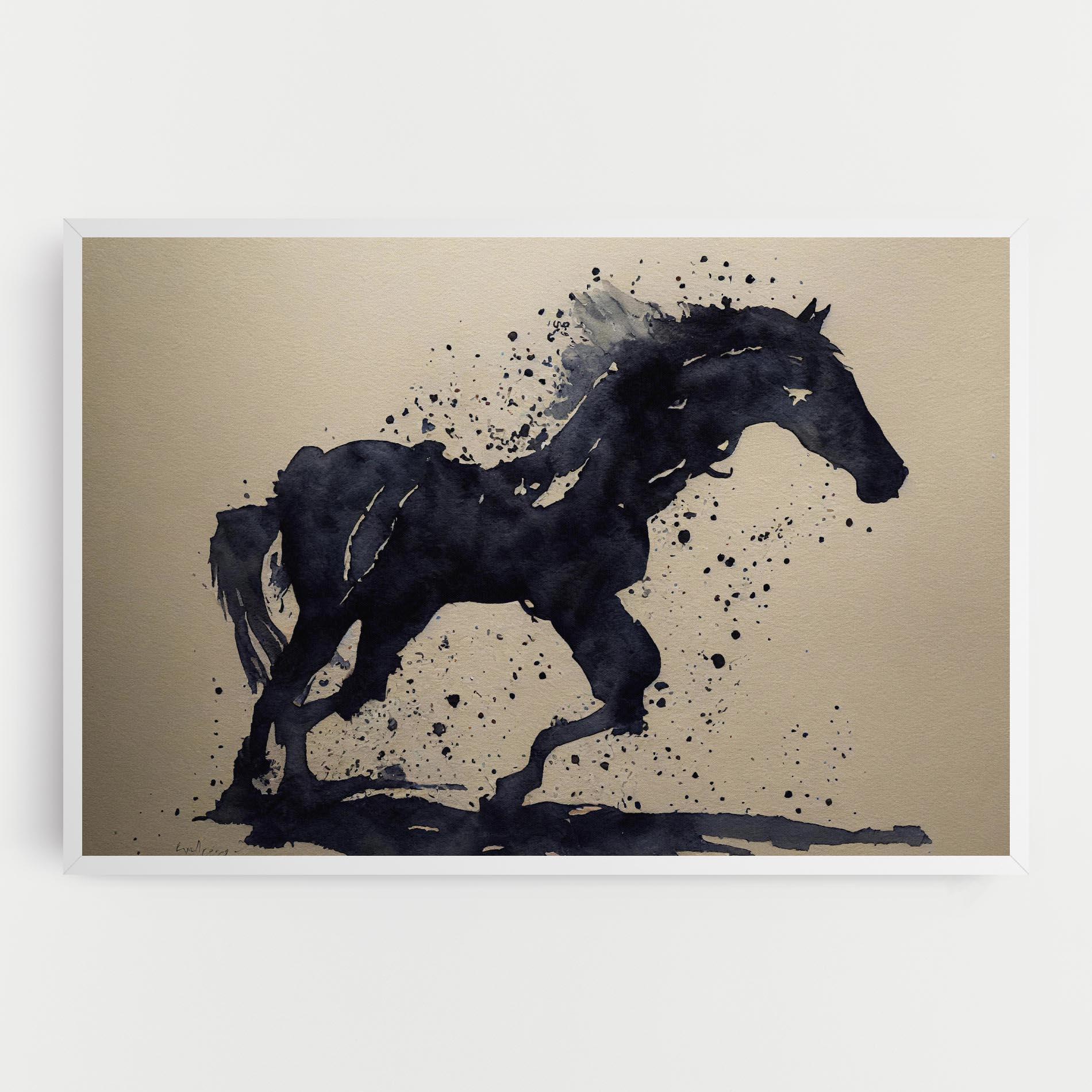 Vászonkép Watercolor Black Horse mockup 0