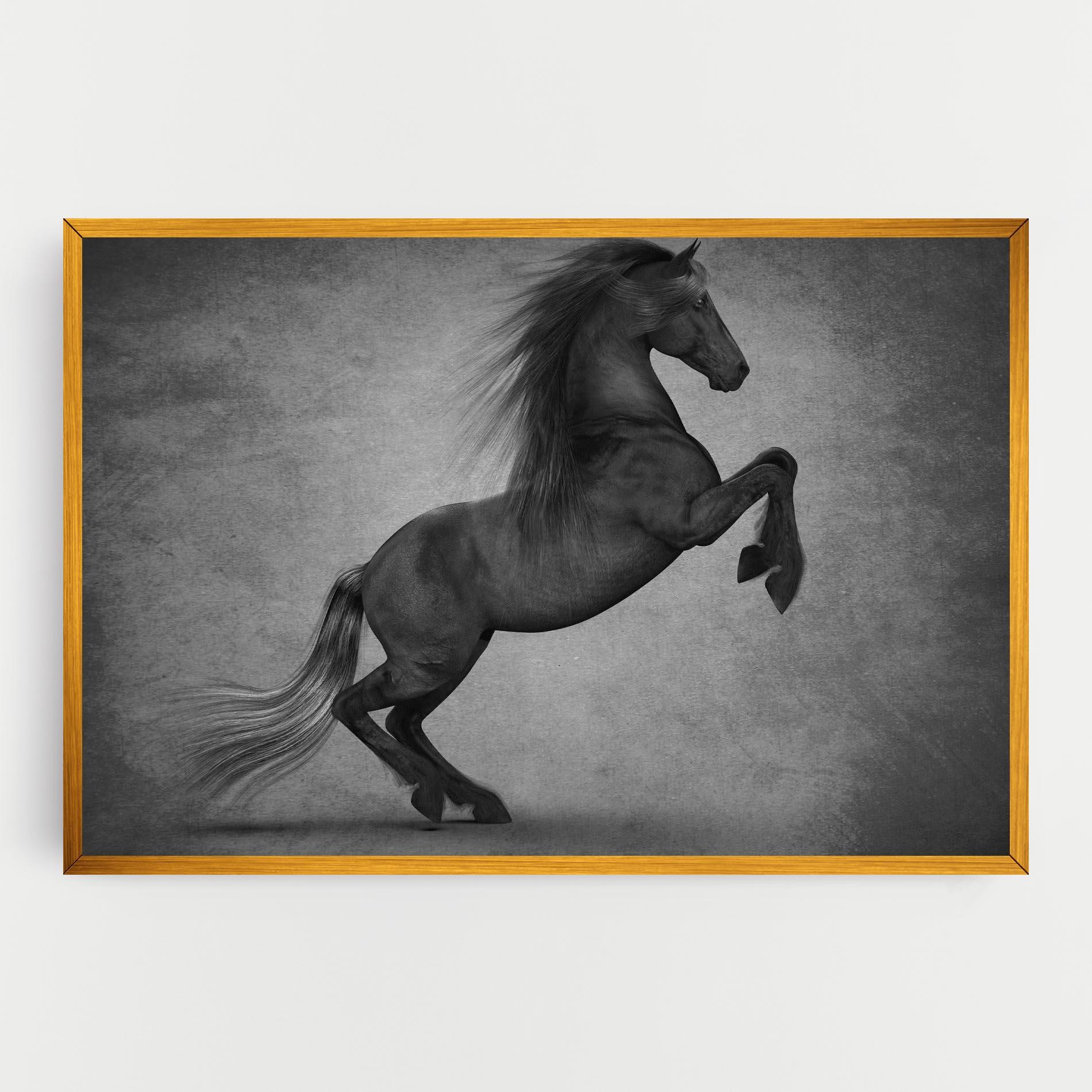 Vászonkép Black Horse Jumping mockup 0