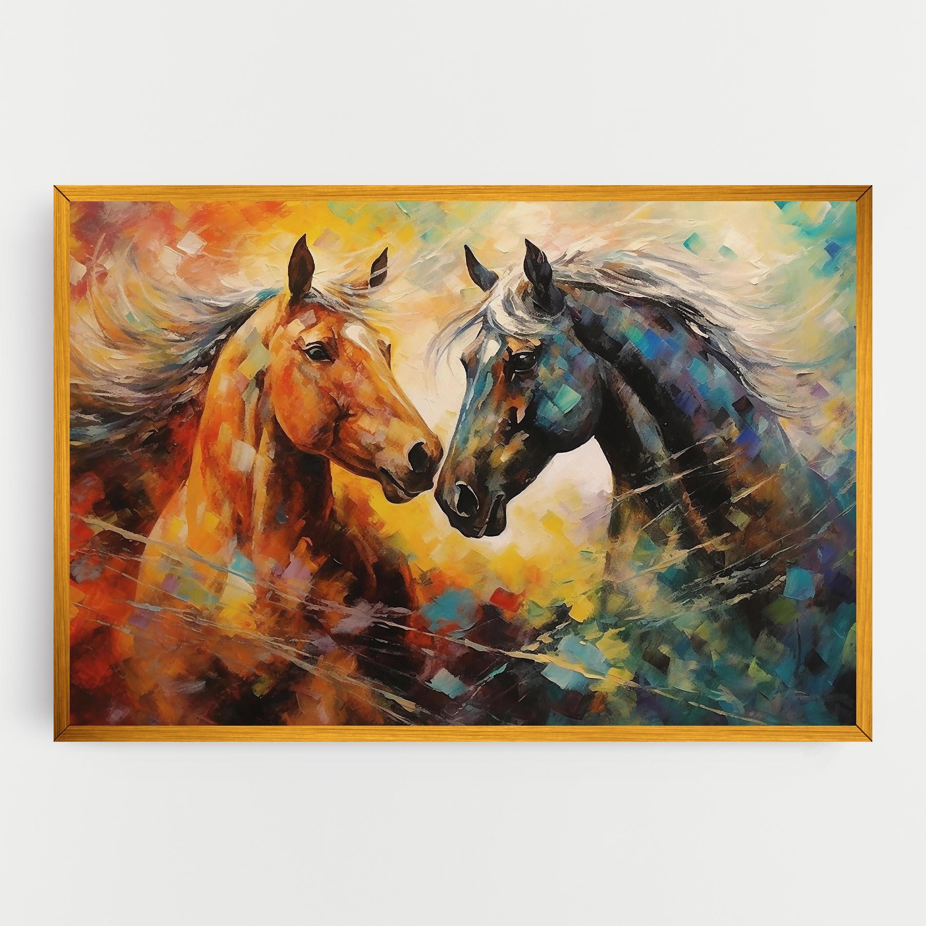 Vászonkép Brown Black Horses mockup 0