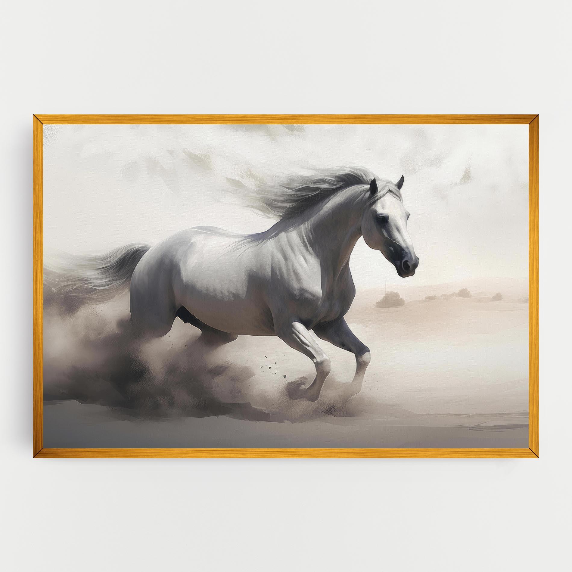 Vászonkép Light Grey Horse Galloping mockup 0