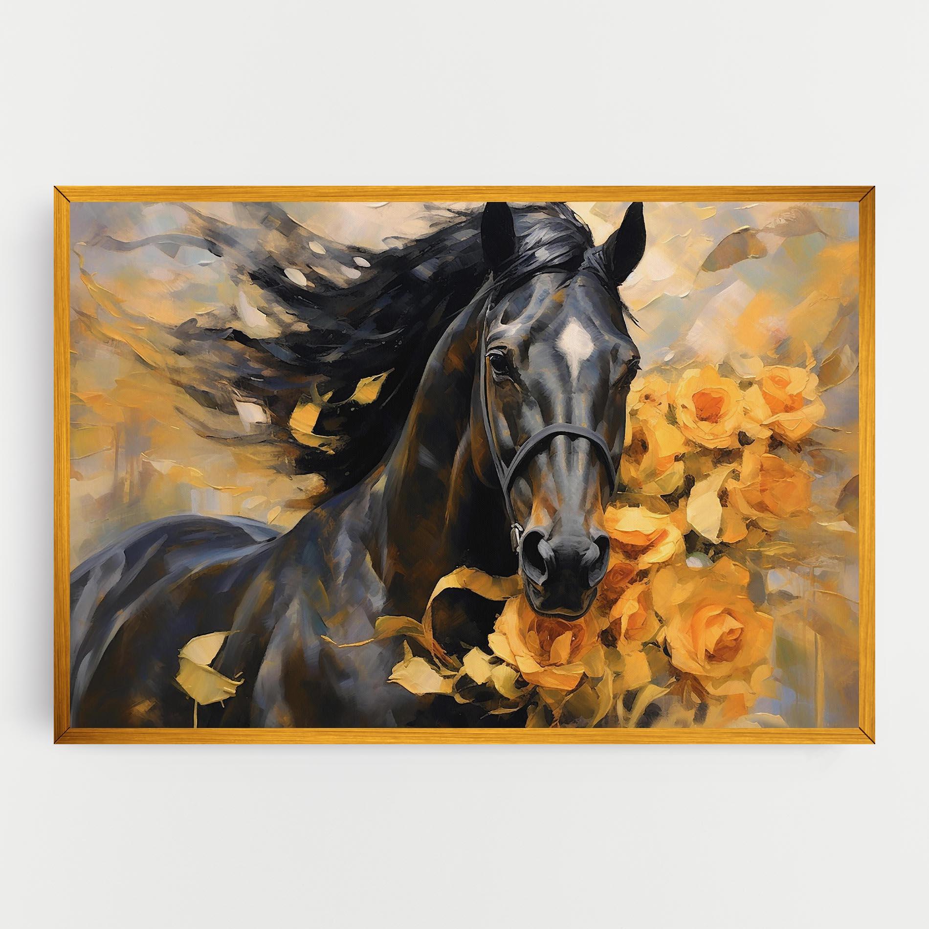Vászonkép Yellow Roses Horse mockup 0