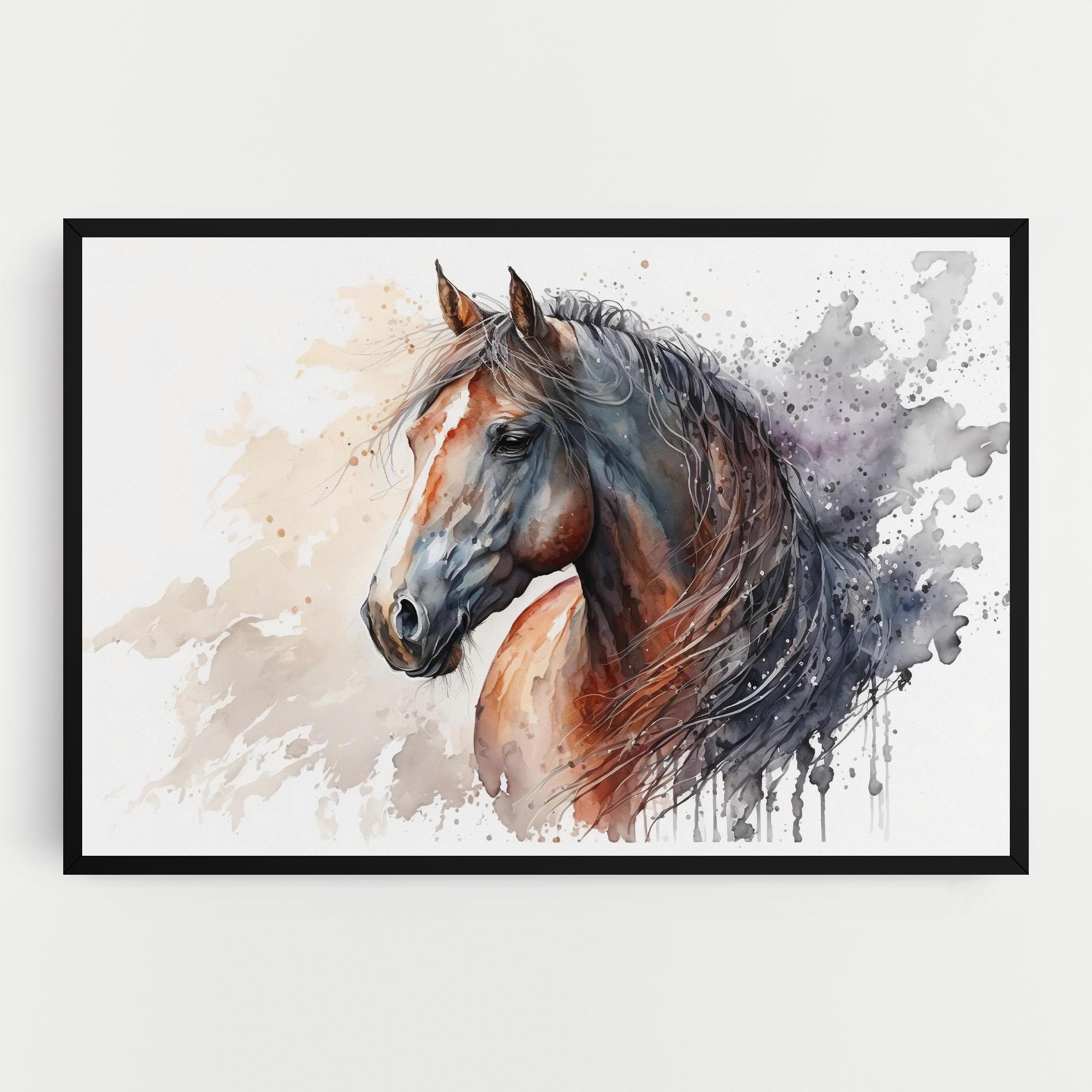 Vászonkép Black Brown Horse Painting mockup 0