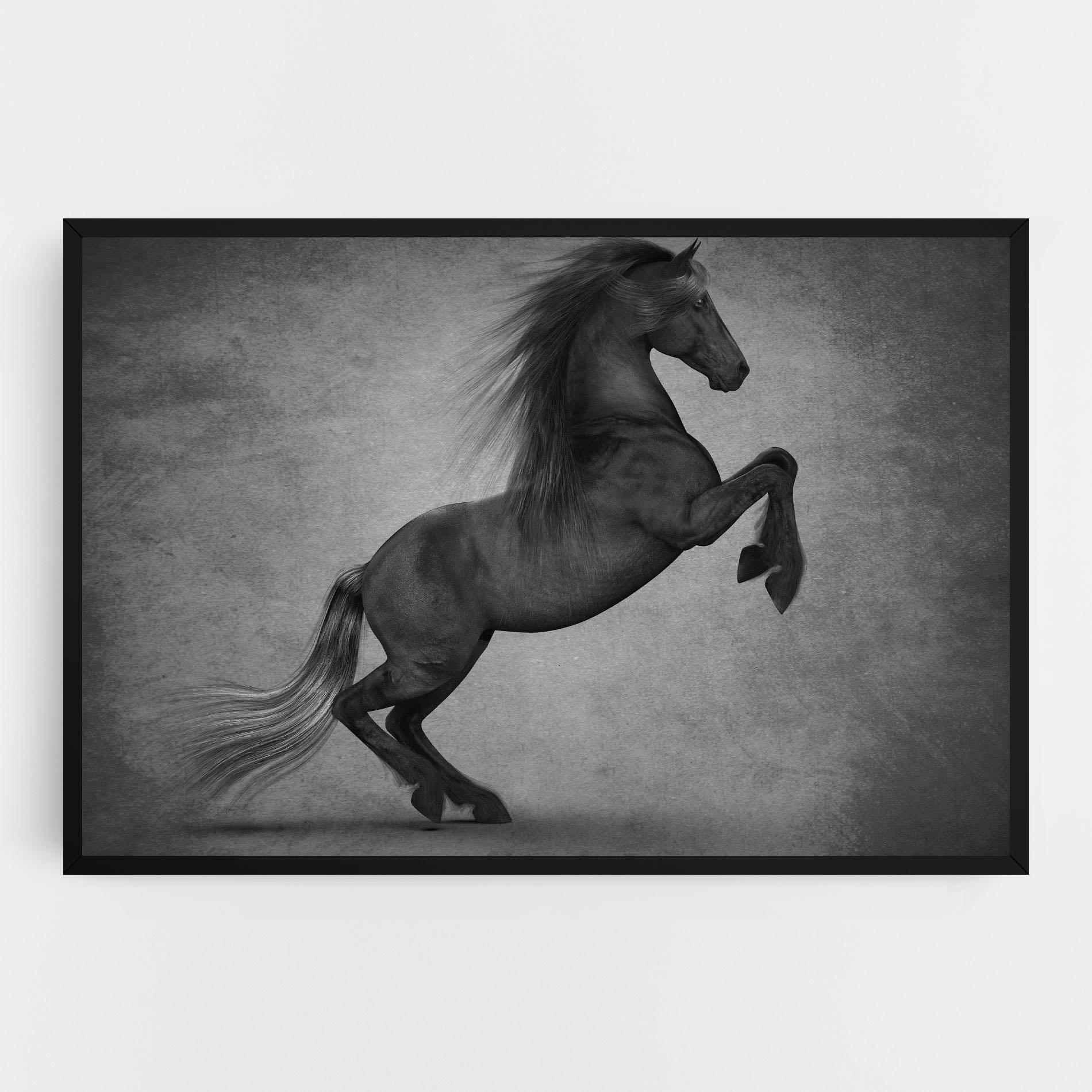 Vászonkép Black Horse Jumping mockup 0