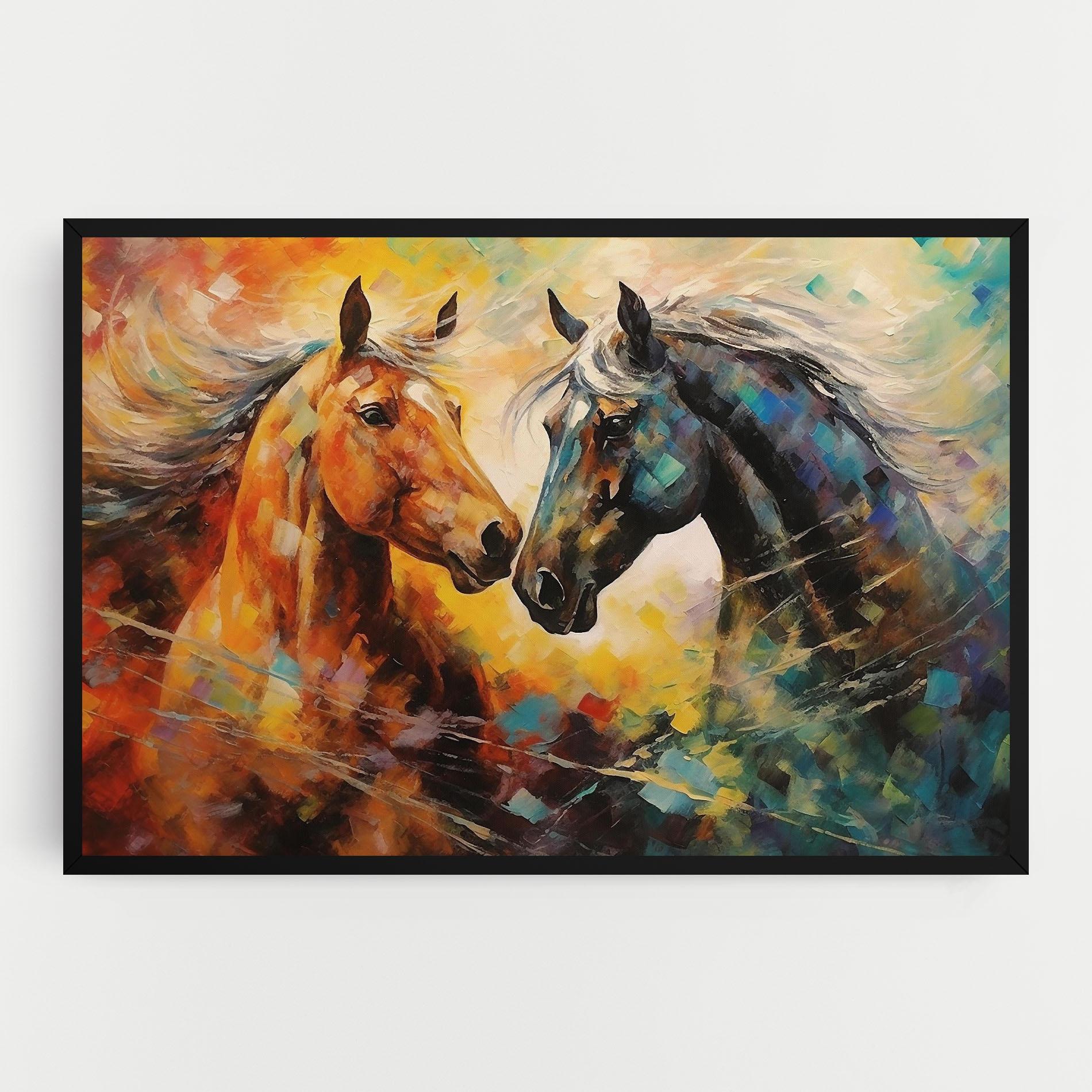 Vászonkép Brown Black Horses mockup 0