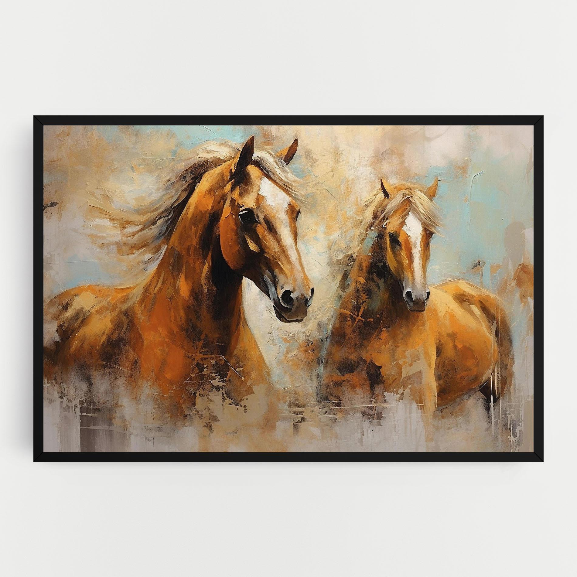 Vászonkép Brown Horses Staying mockup 0